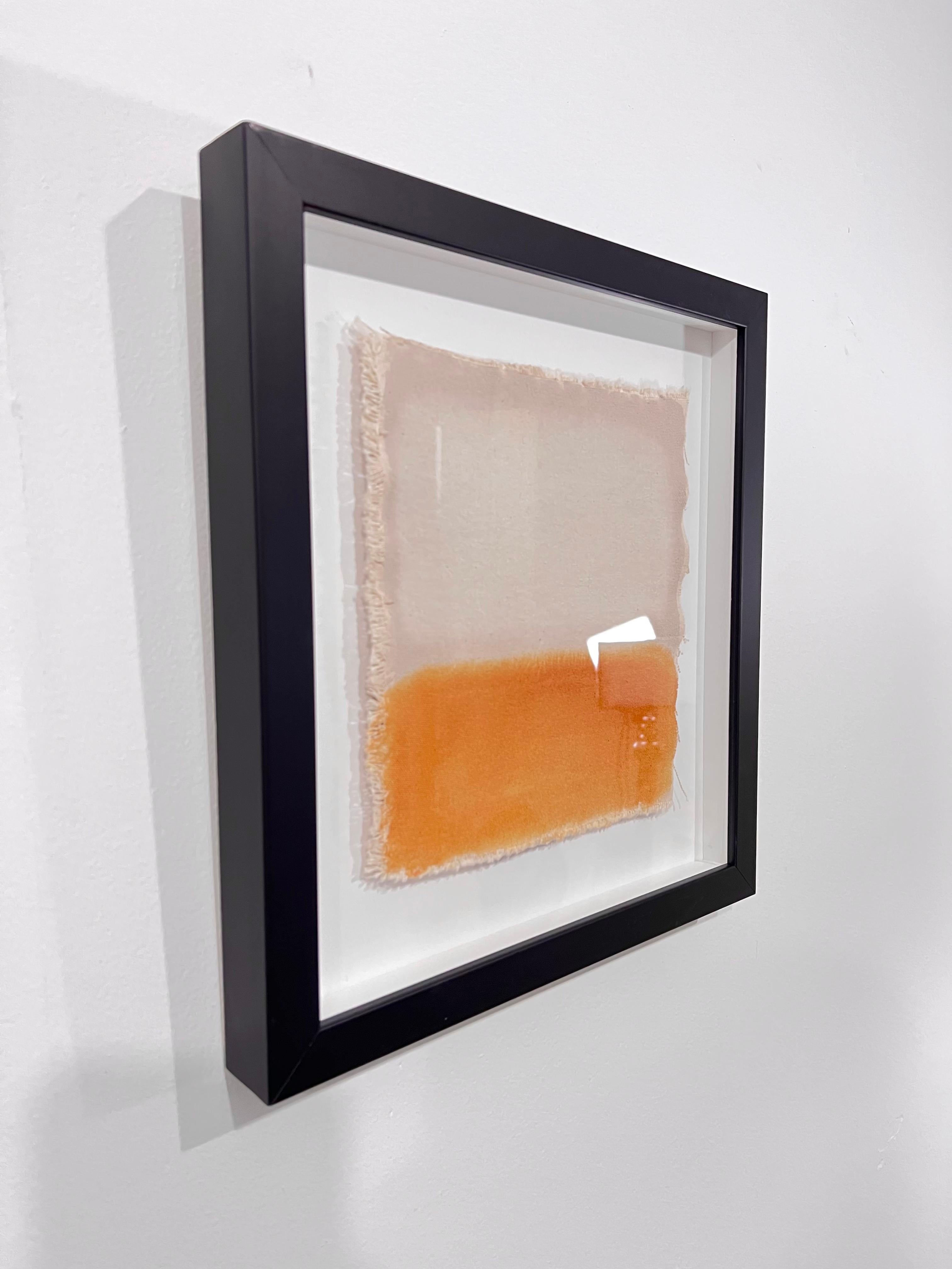 An Acrylic abstract geometric study,  Square, gray and brown in black frame.