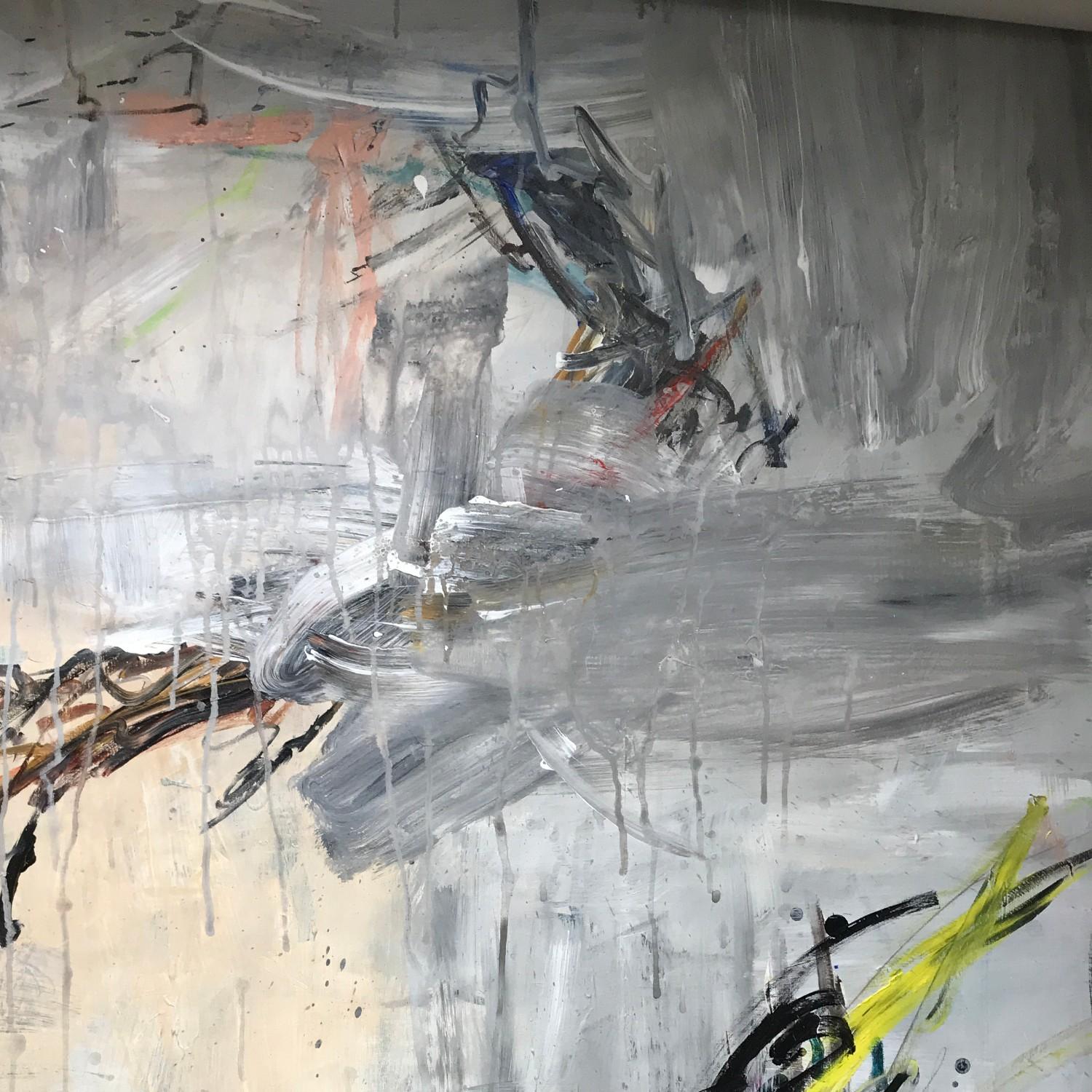 Subconscious - original oversized gray abstract painting by Bridgette Duran For Sale 4