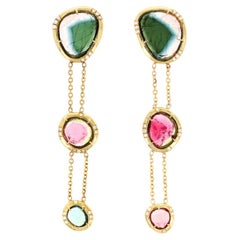Bridgette Earring 18kt Yellow Gold with Tourmaline & Diamond