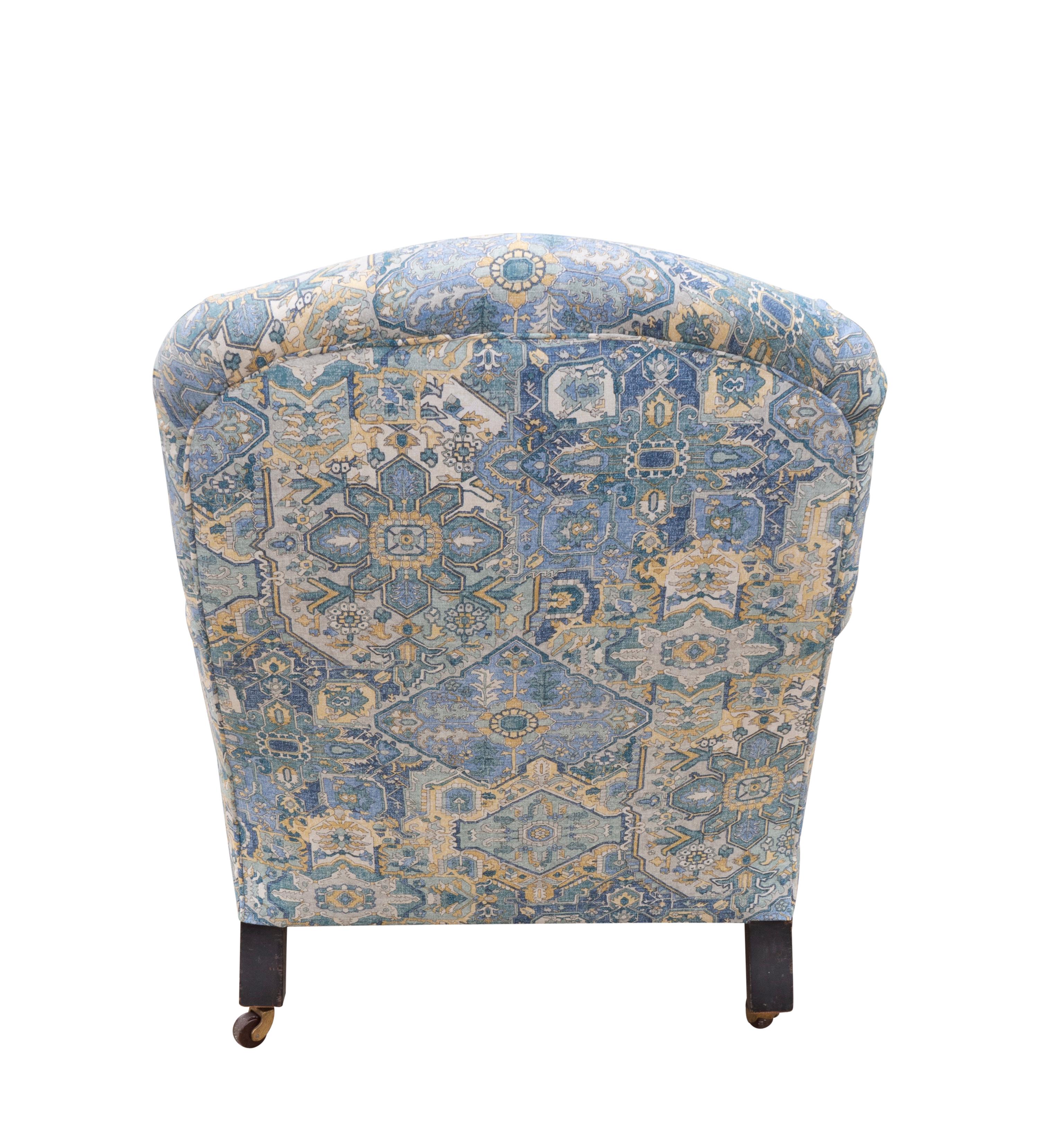 Bridgewater Style Upholstered Armchair In Good Condition For Sale In Essex, MA