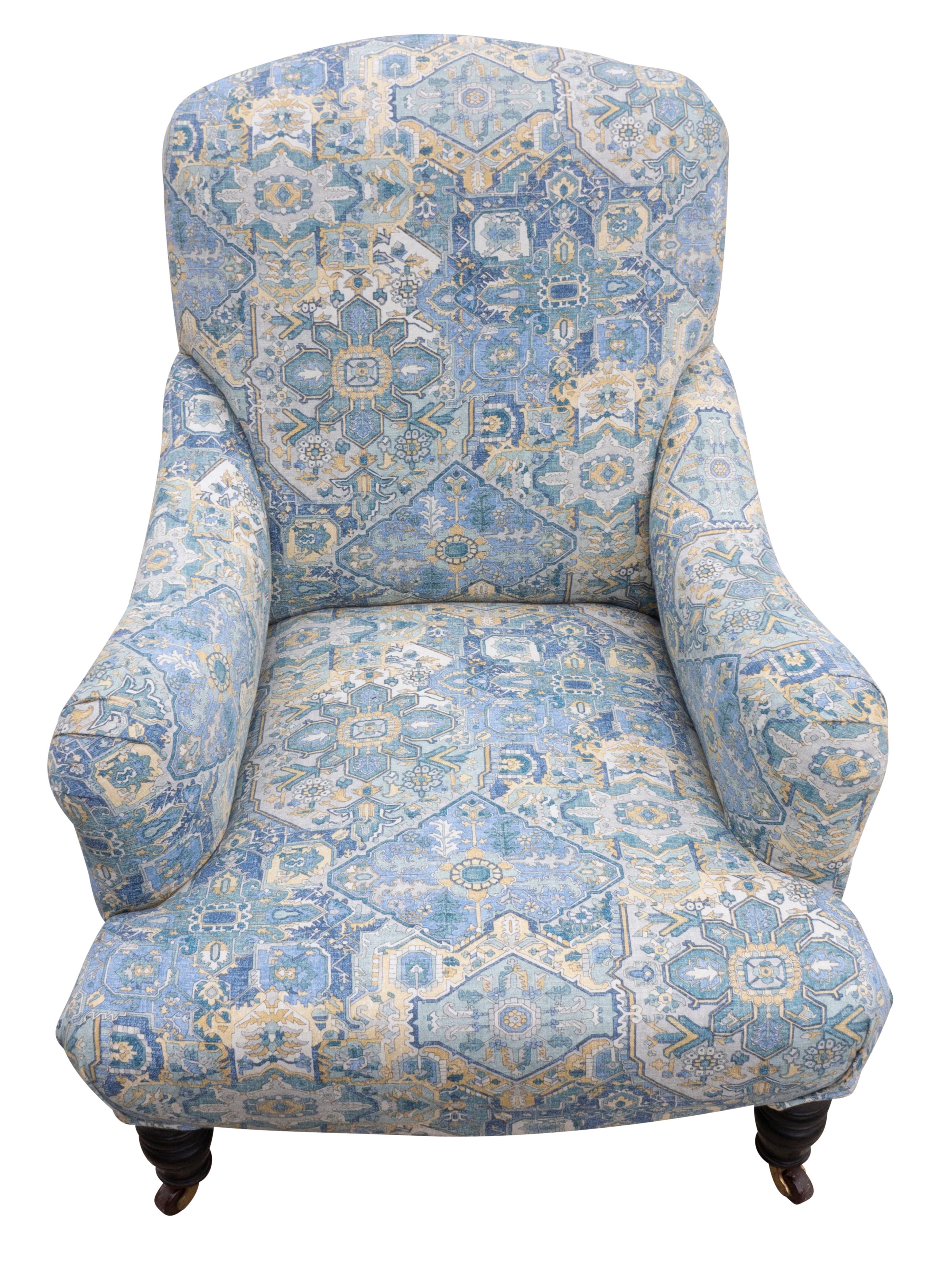 Mahogany Bridgewater Style Upholstered Armchair For Sale