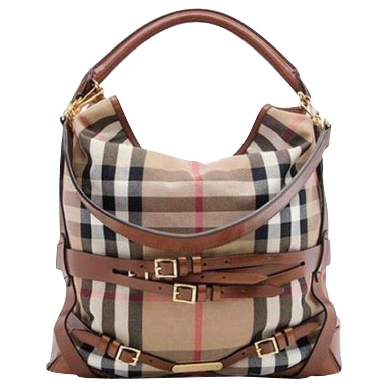 Bridle House Check Gosford Large Brown Leather Canvas Hobo Bag at 1stDibs |  burberry necklace, burberry canvas tote bag, leather hobo handbags