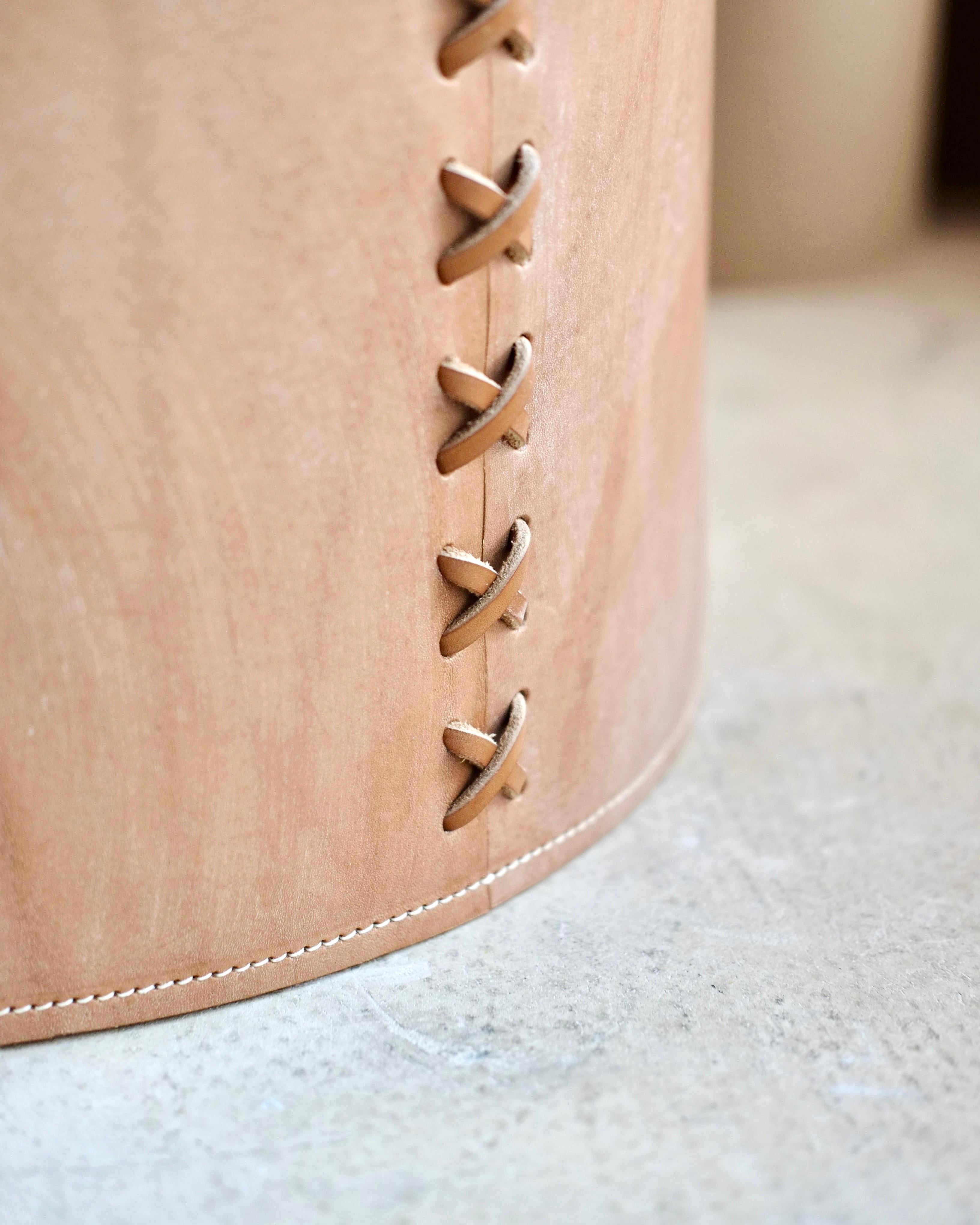 Contemporary Bridle Leather Log Storage Basket, Medium