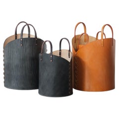 Bridle Leather Log Storage Basket, Medium