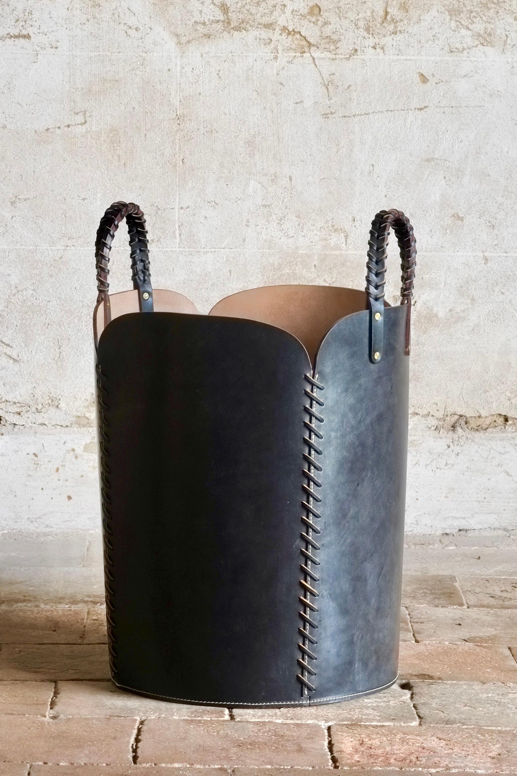 Bridle Leather Utility Basket 2