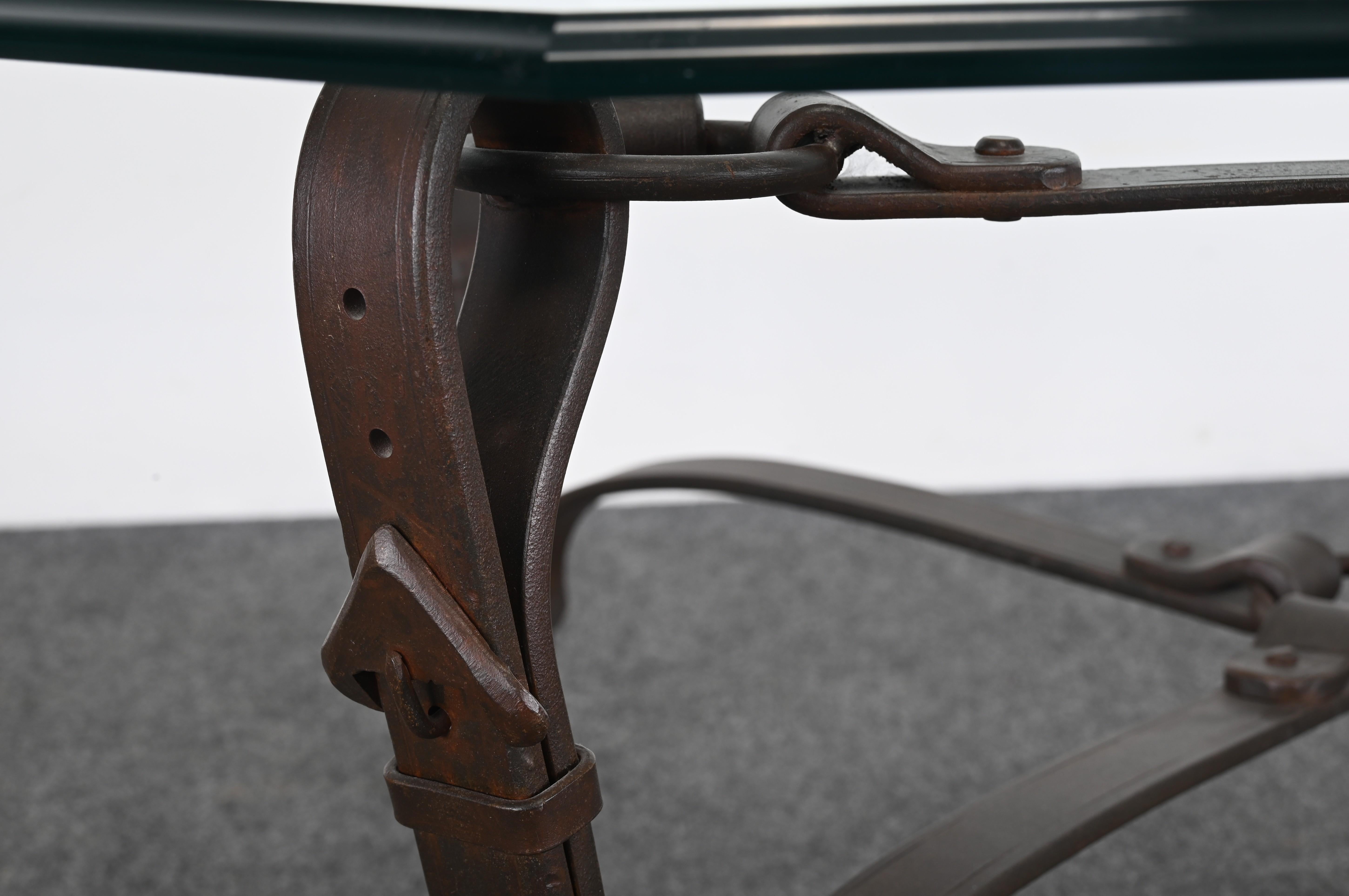 Bridle Strap Coffee Table in the Manner of Hermes, 20th Century For Sale 6