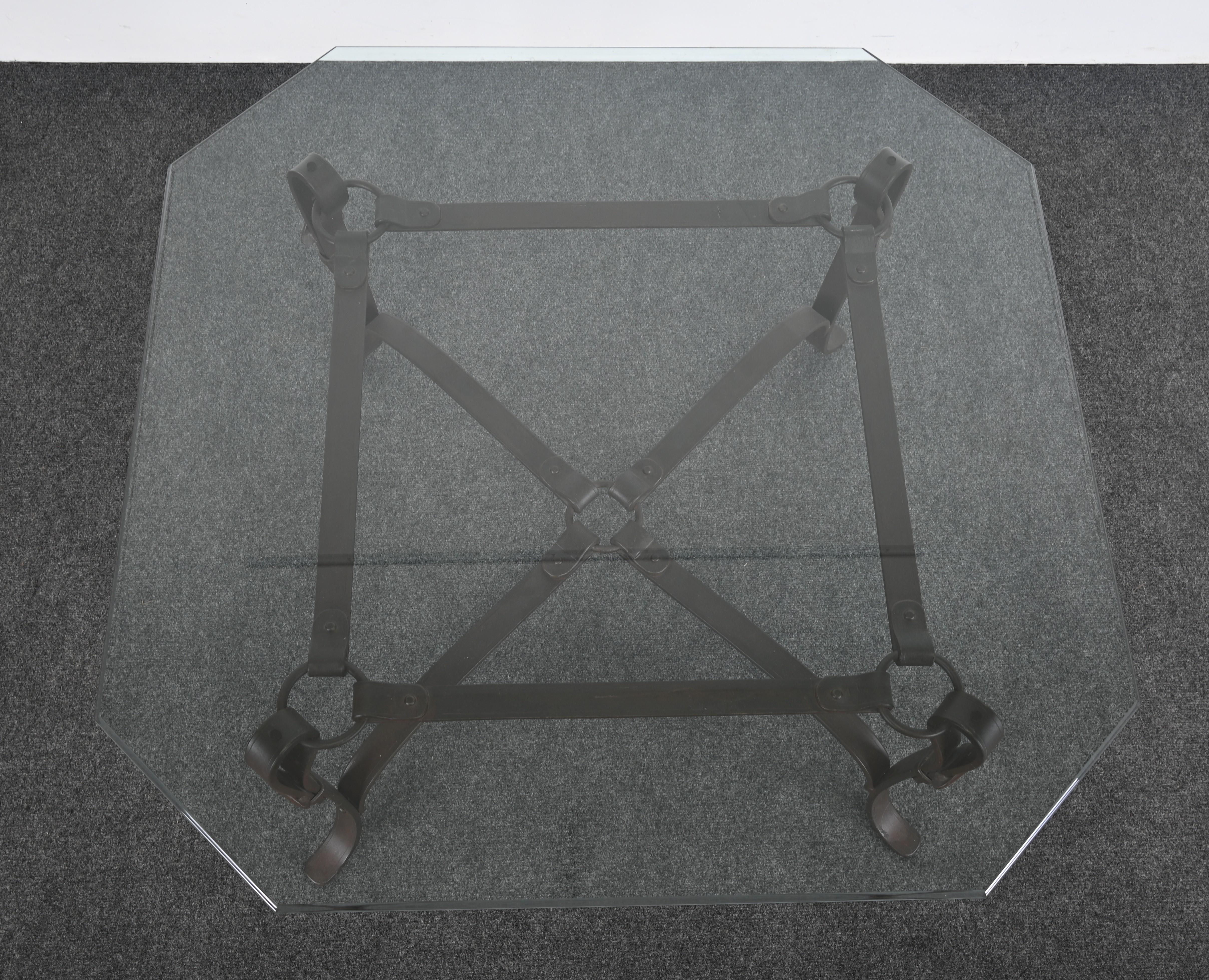 Bridle Strap Coffee Table in the Manner of Hermes, 20th Century For Sale 9