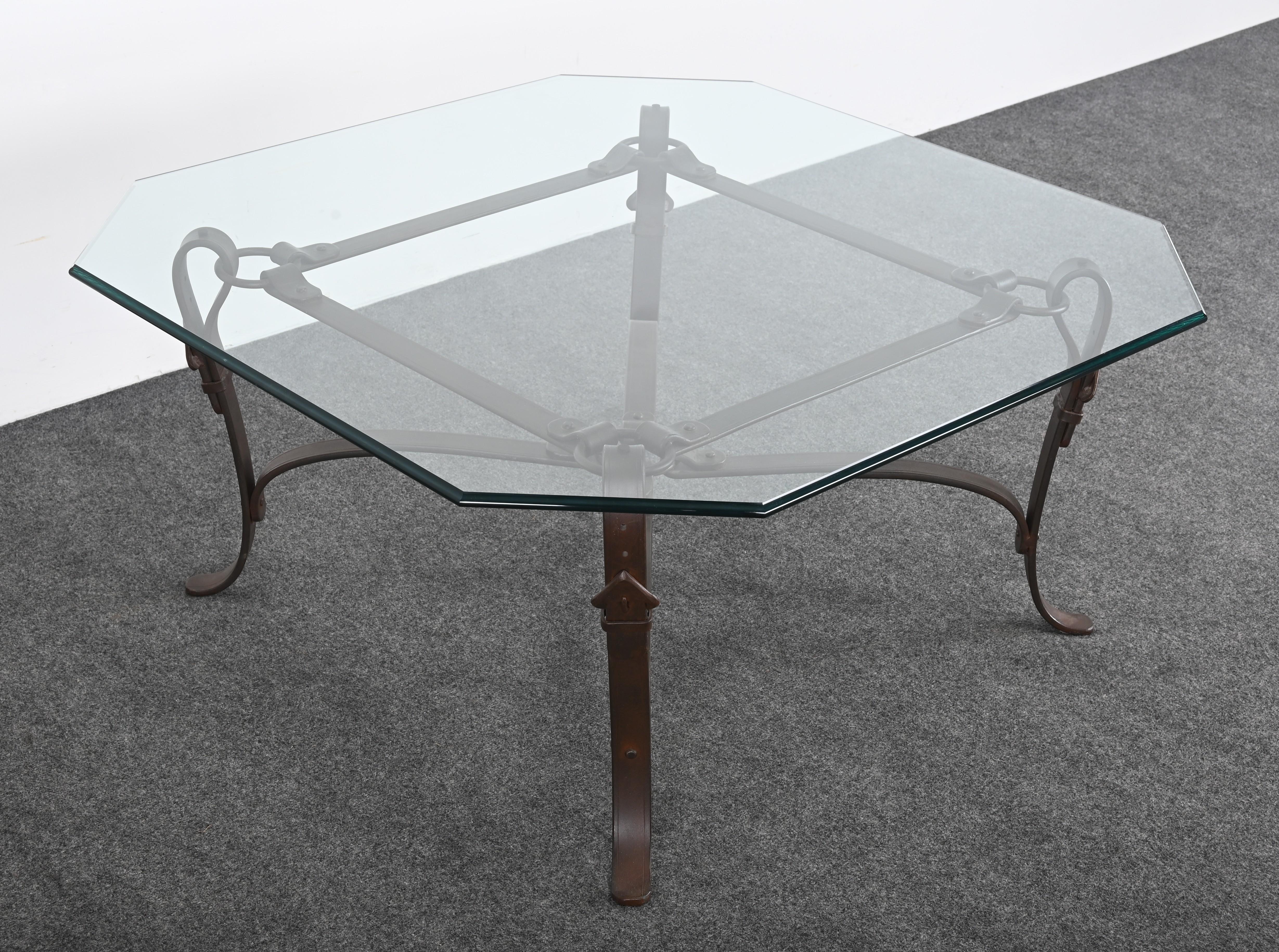 Bridle Strap Coffee Table in the Manner of Hermes, 20th Century For Sale 10