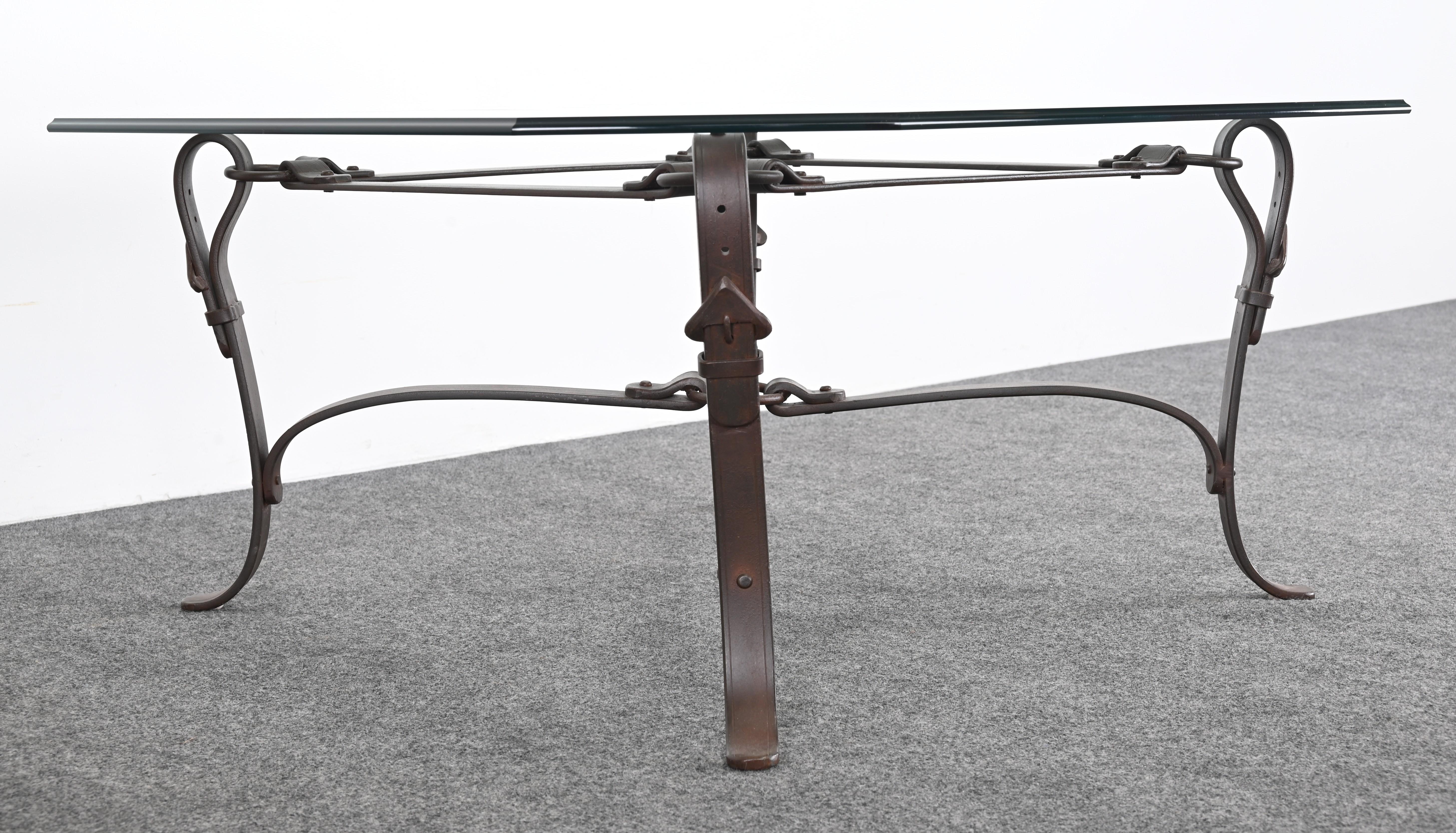 Bridle Strap Coffee Table in the Manner of Hermes, 20th Century For Sale 11