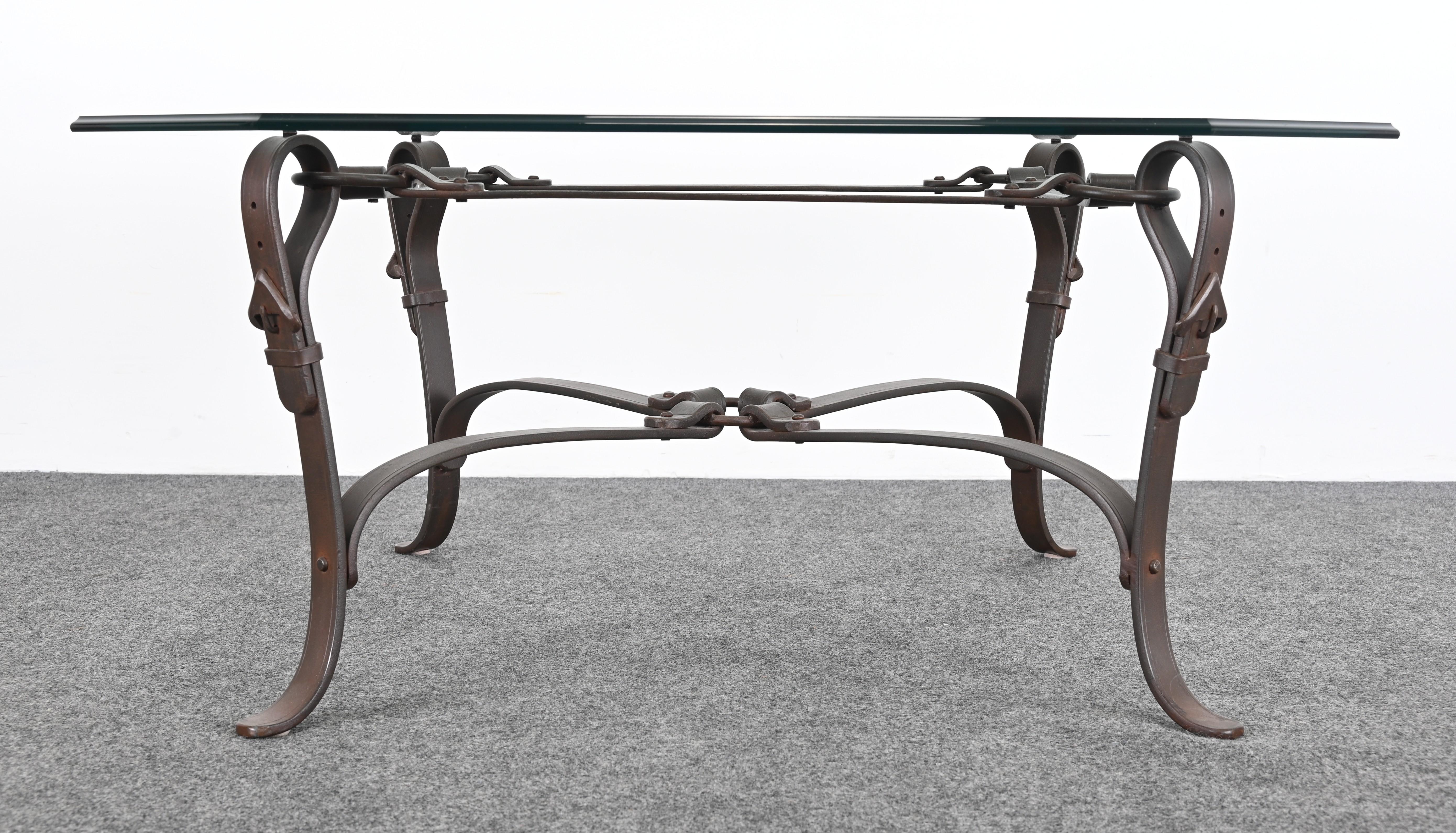 Bridle Strap Coffee Table in the Manner of Hermes, 20th Century For Sale 12