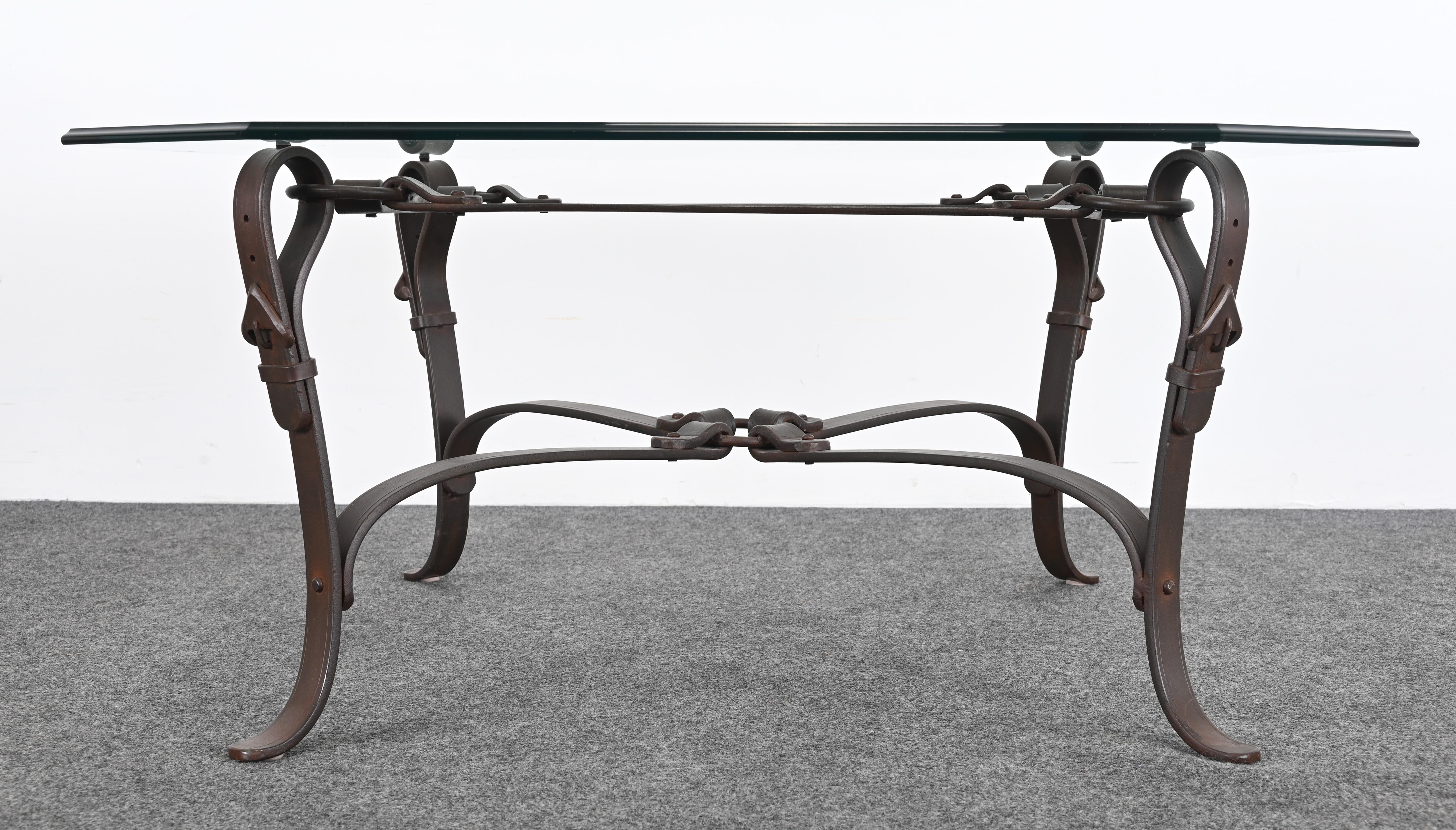 Bridle Strap Coffee Table in the Manner of Hermes, 20th Century For Sale 13