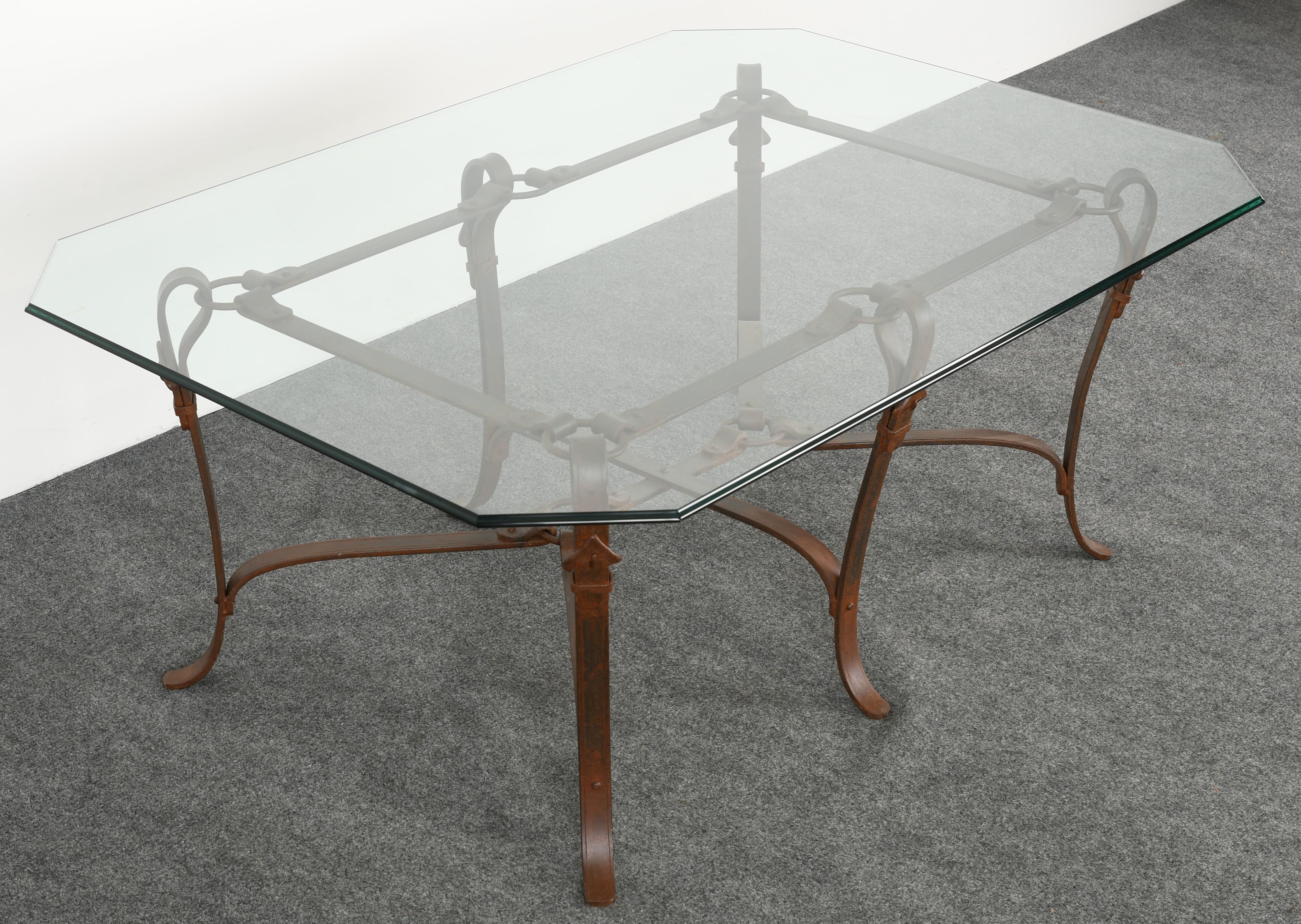 Mid-Century Modern Bridle Strap Coffee Table in the Manner of Hermes, 20th Century
