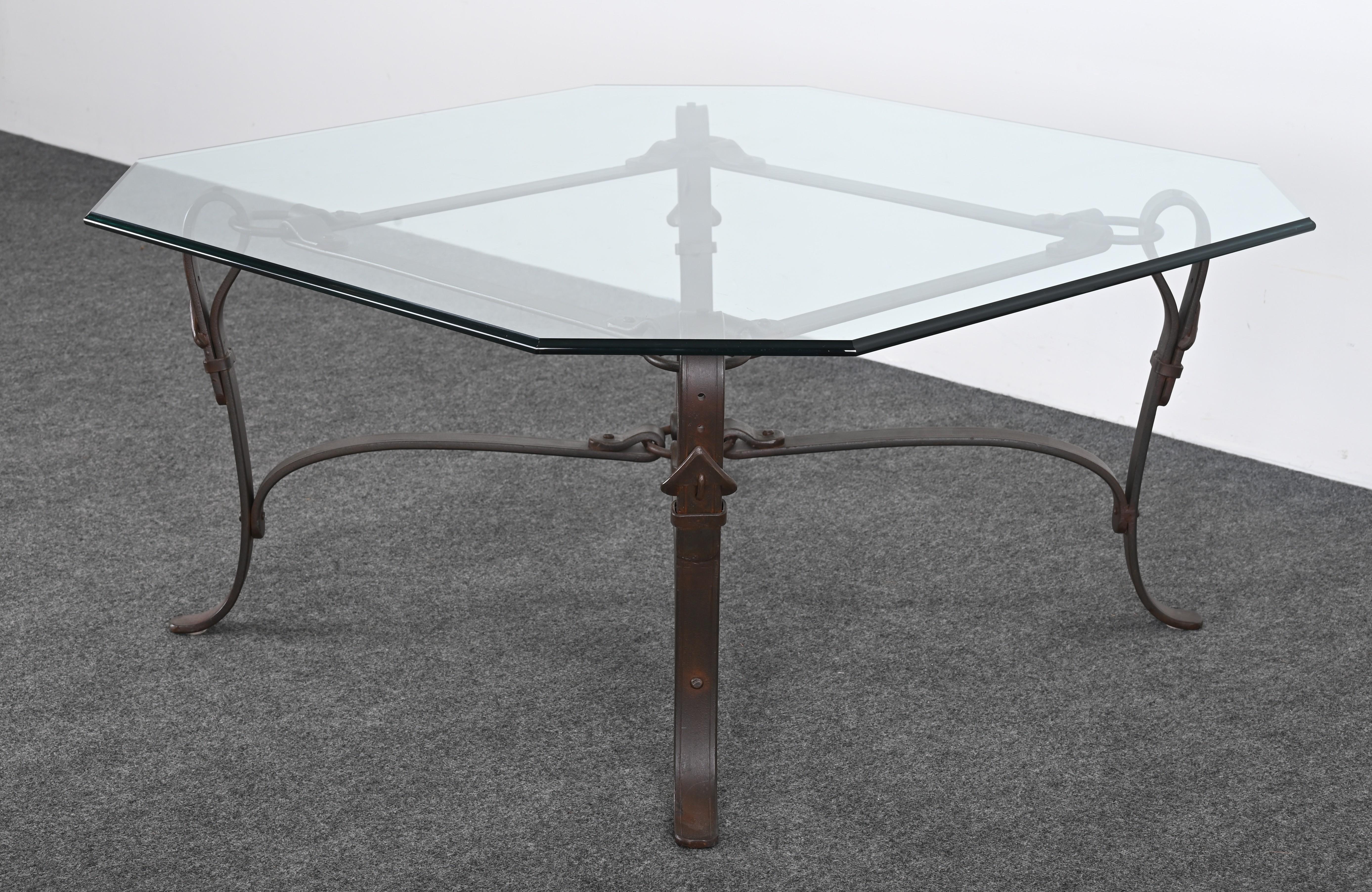 Bridle Strap Coffee Table in the Manner of Hermes, 20th Century For Sale 3