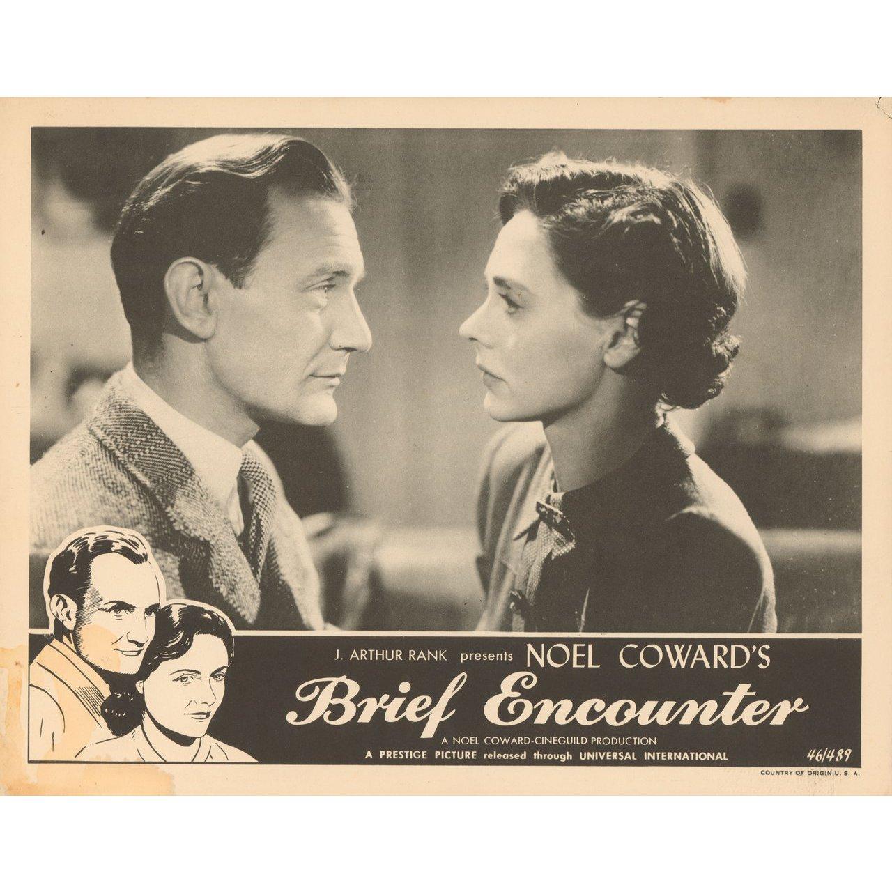 Original 1946 U.S. scene card for the first U.S. theatrical release of the film Brief Encounter directed by David Lean with Celia Johnson / Trevor Howard / Stanley Holloway / Joyce Carey. Very Good-Fine condition. Please note: the size is stated in