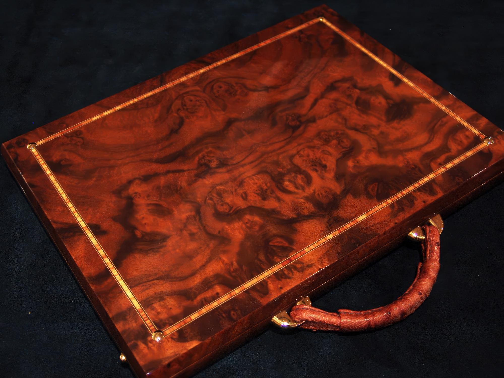 Maletín - Nogal con incrustaciones de Tulipwood - Maletín portadocumentos único en su especie Art Decó en venta