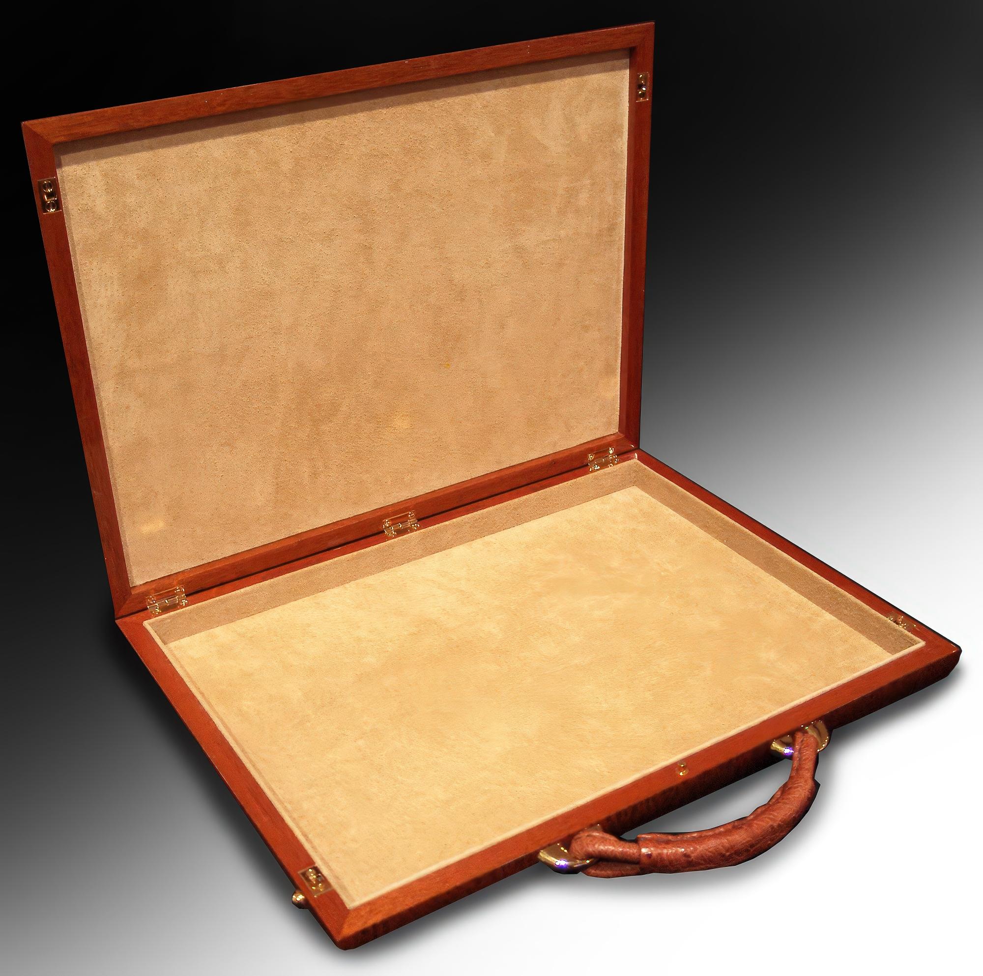Maletín con caja de música en miniatura _  un maletín de documentos único en su género

Diseñado y creado por los artesanos de Boucher & Co Australia, aclamados en todo el mundo.

Esta pieza excepcional es un accesorio de escritorio funcional, útil