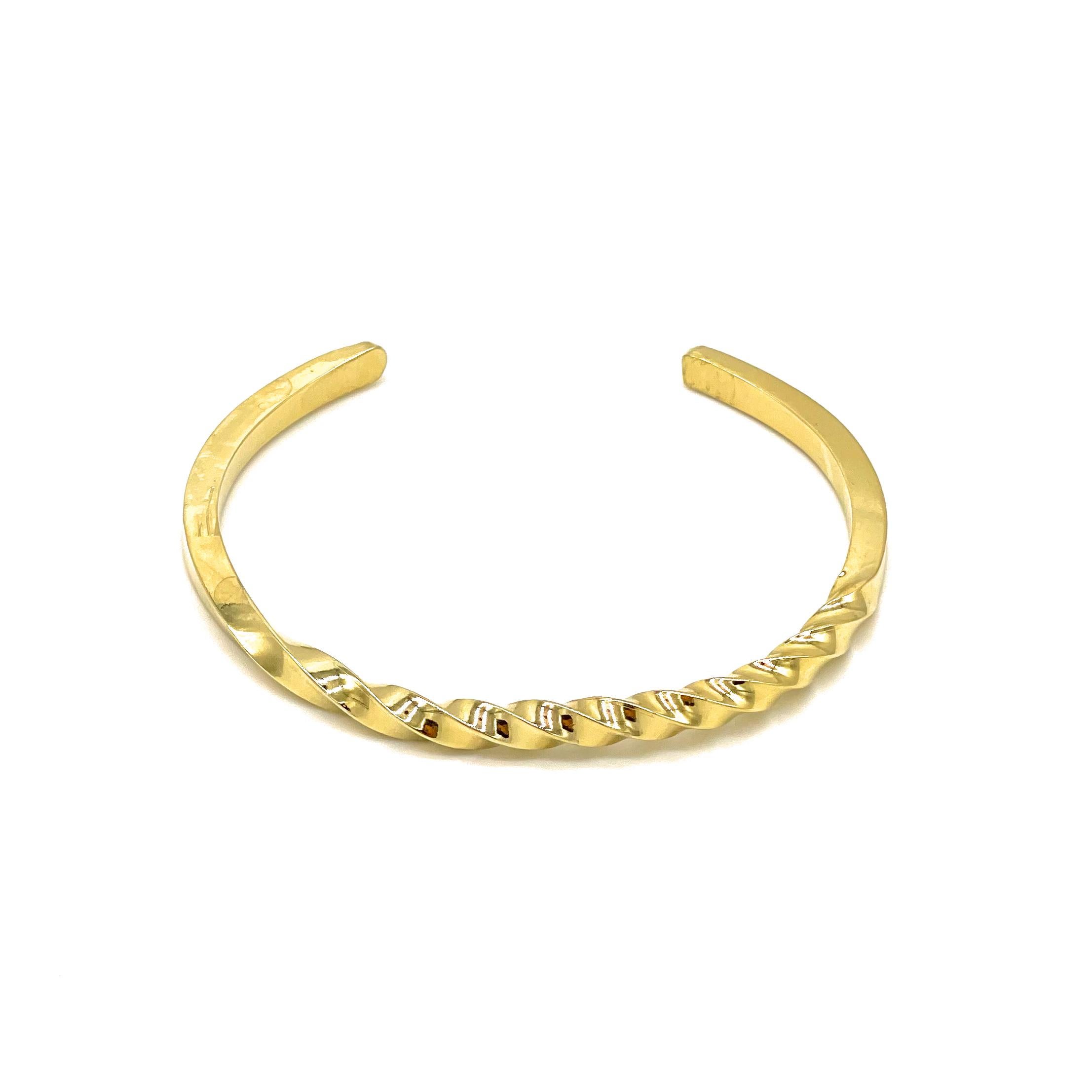 Contemporary Brielle - Open Bangle 14k Gold Plated Adjustable  For Sale
