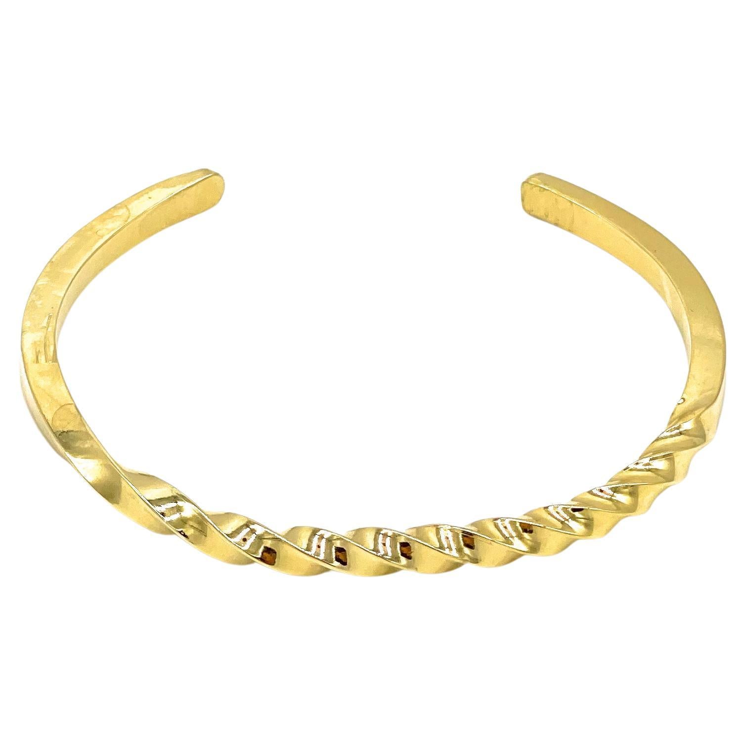 Brielle - Open Bangle 14k Gold Plated Adjustable  For Sale