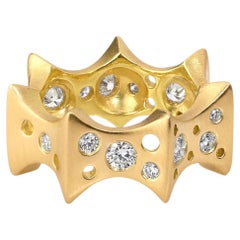 Brielle Crown Sculptural 18K Gold Ring with Diamonds by Aneta Zae