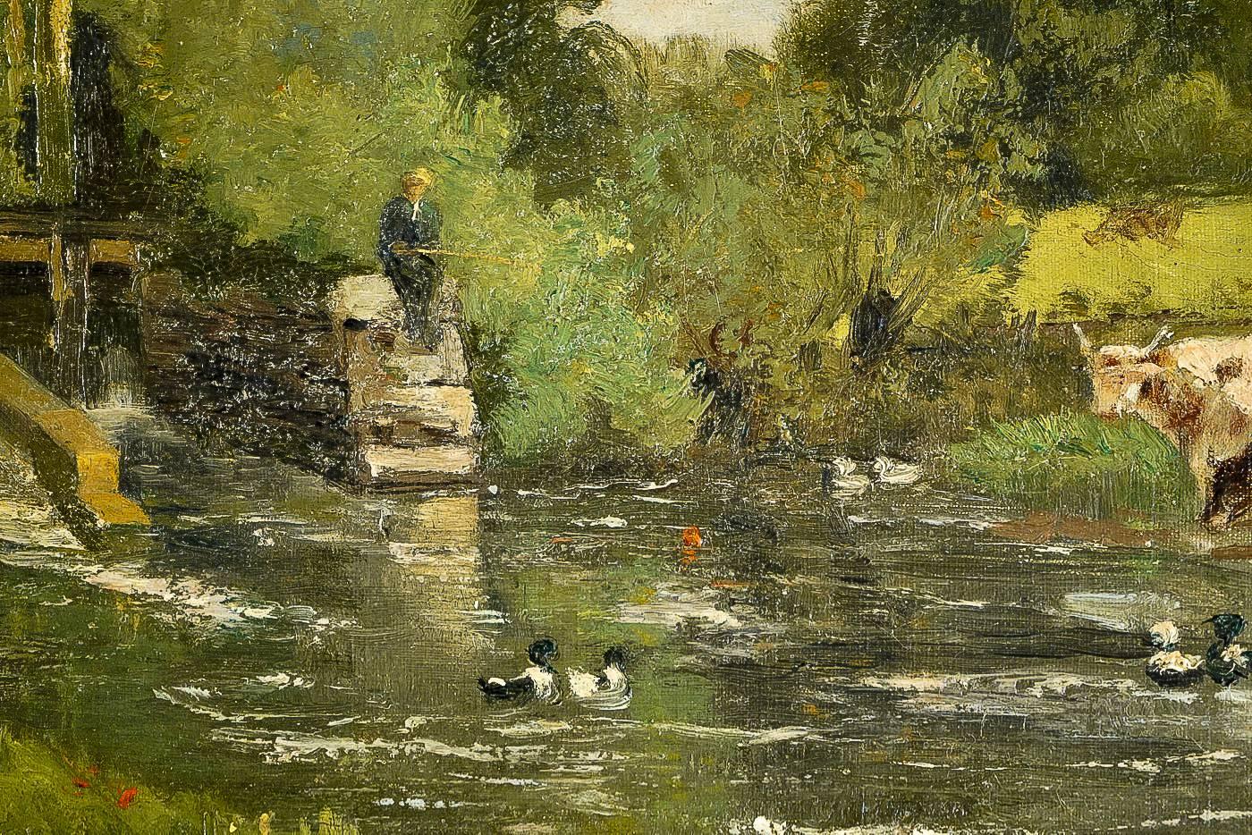Brielman Jacques Alfred, Old Mill by a River, Oil on Canvas, circa 1860-1870 1