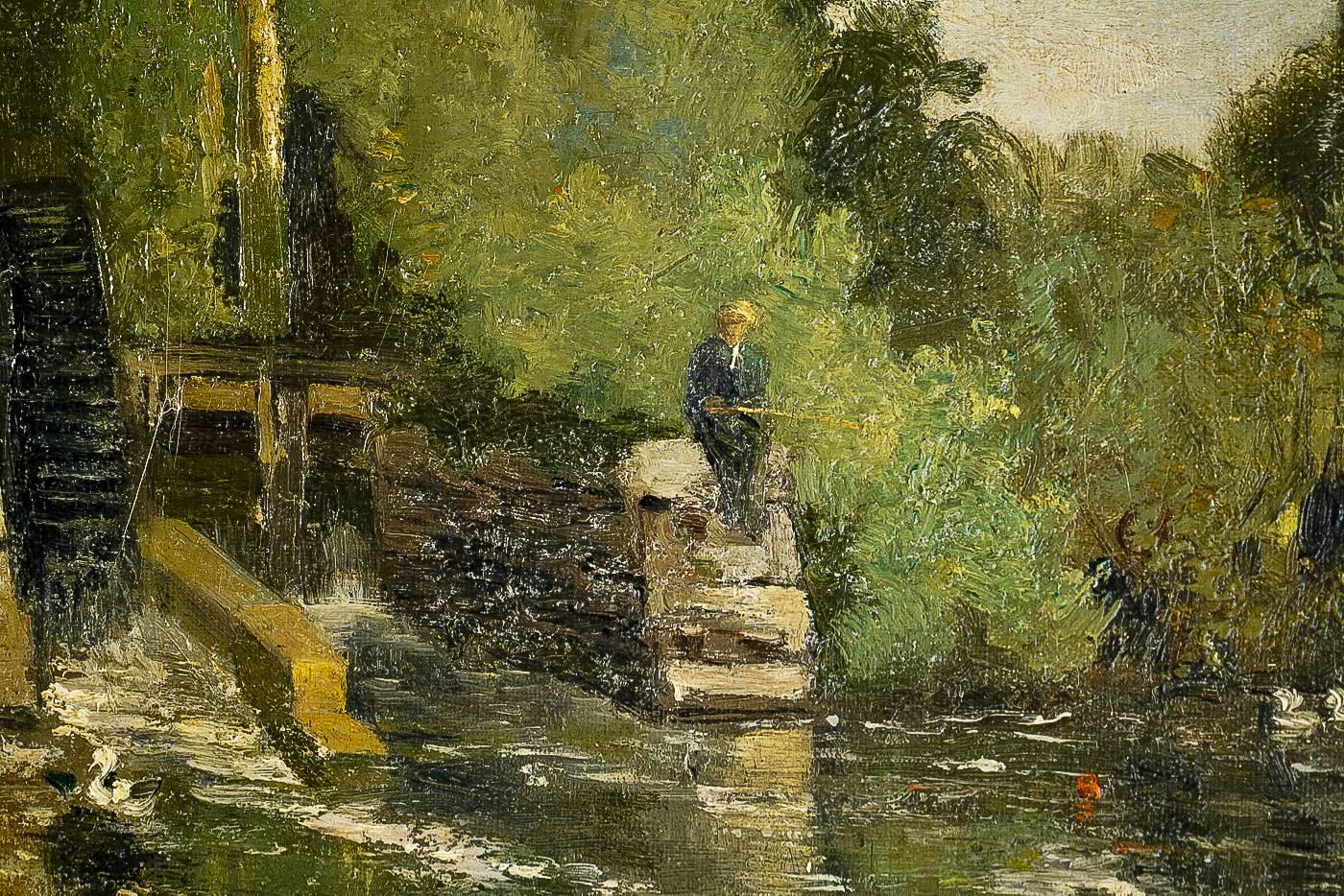 Brielman Jacques Alfred, Old Mill by a River, Oil on Canvas, circa 1860-1870 2