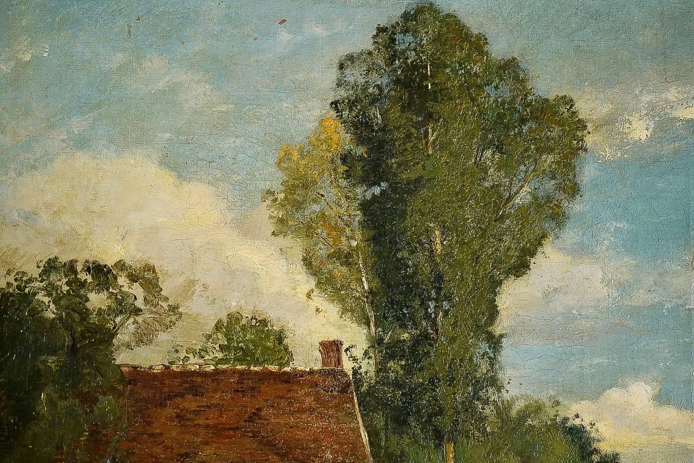 Barbizon School Brielman Jacques Alfred, Old Mill by a River, Oil on Canvas, circa 1860-1870