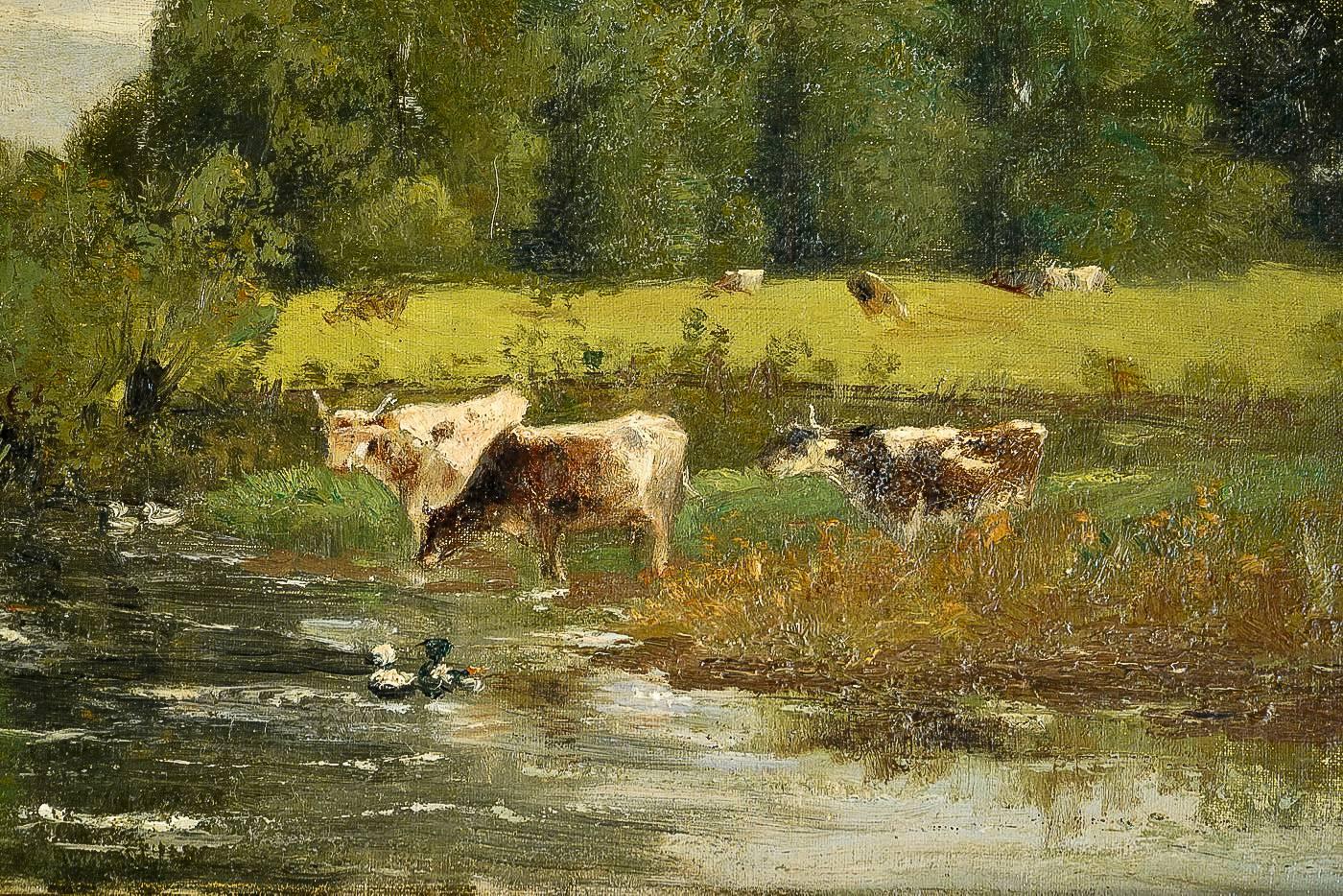 Paint Brielman Jacques Alfred, Old Mill by a River, Oil on Canvas, circa 1860-1870