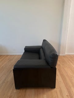 Brigadier black leather sofa by Cini Boeri, Knoll, 1980s