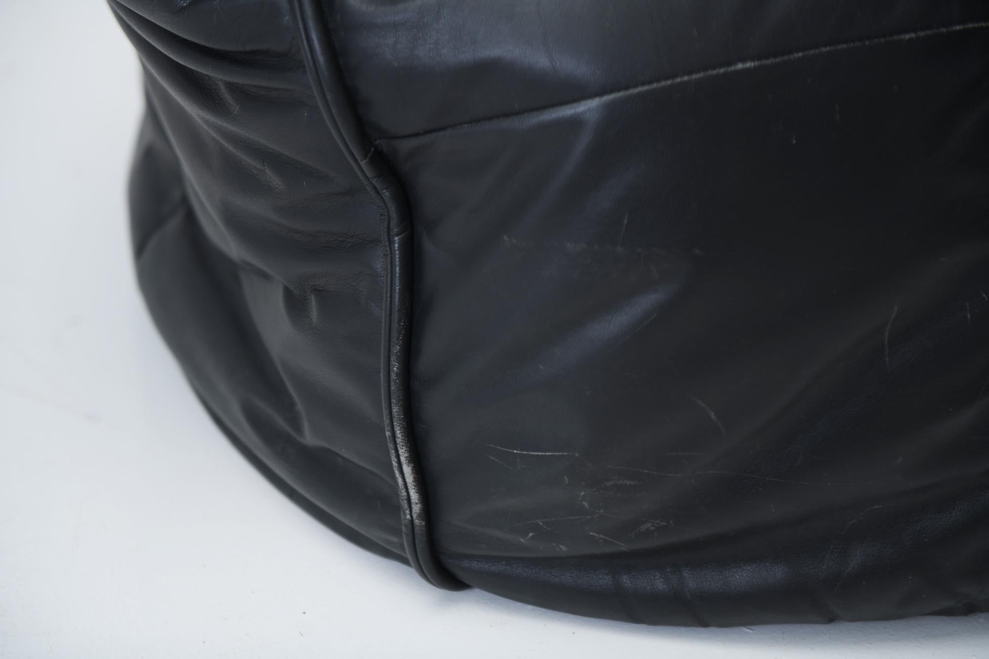 Brigantin Black Leather Sofa, Michel Ducaroy, Ligne Roset France 1