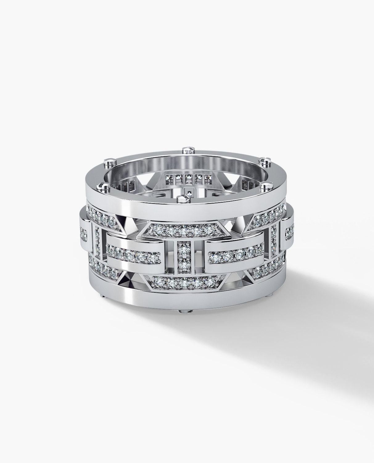 Contemporary BRIGGS 14k White Gold Ring with 1.00ct Diamonds - Wide Version For Sale