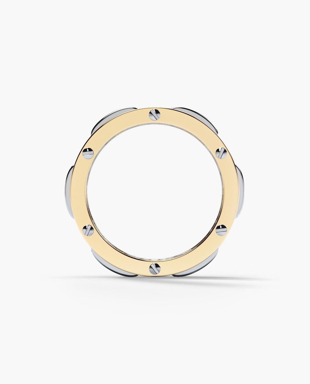 BRIGGS Zweifarbiger Ring aus 14k Gelb- und Weißgold mit 2,10ct Diamanten - breite Version (Rundschliff) im Angebot