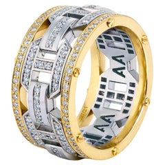 BRIGGS Ring aus zweifarbigem Platin und 18 Karat Gelbgold mit 2,10 Karat Diamanten und Initialen