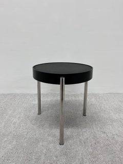 Brighella Beistelltisch aus schwarzem Leder und Chrom für Zanotta, Historisches Archiv