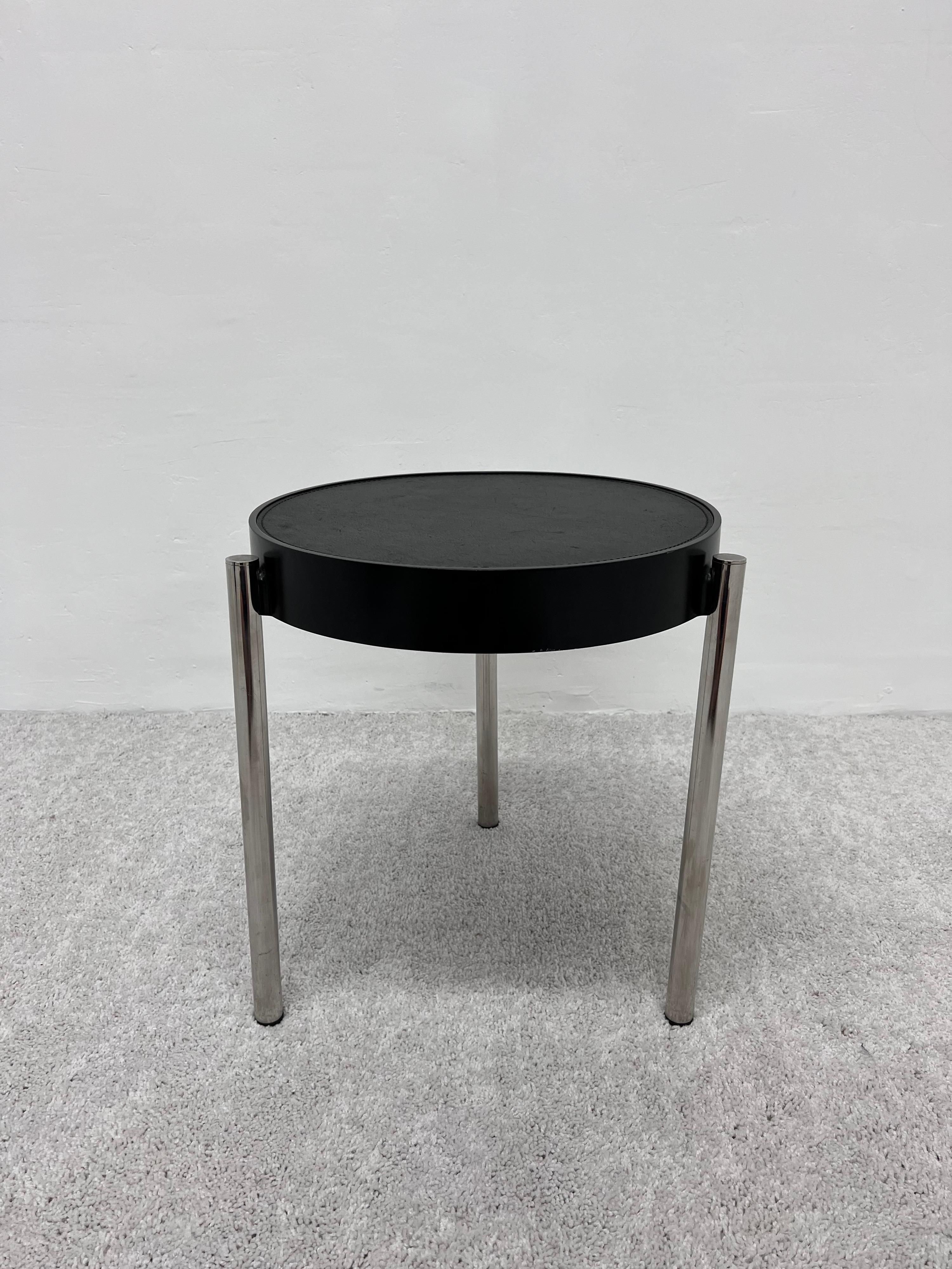 black leather side table