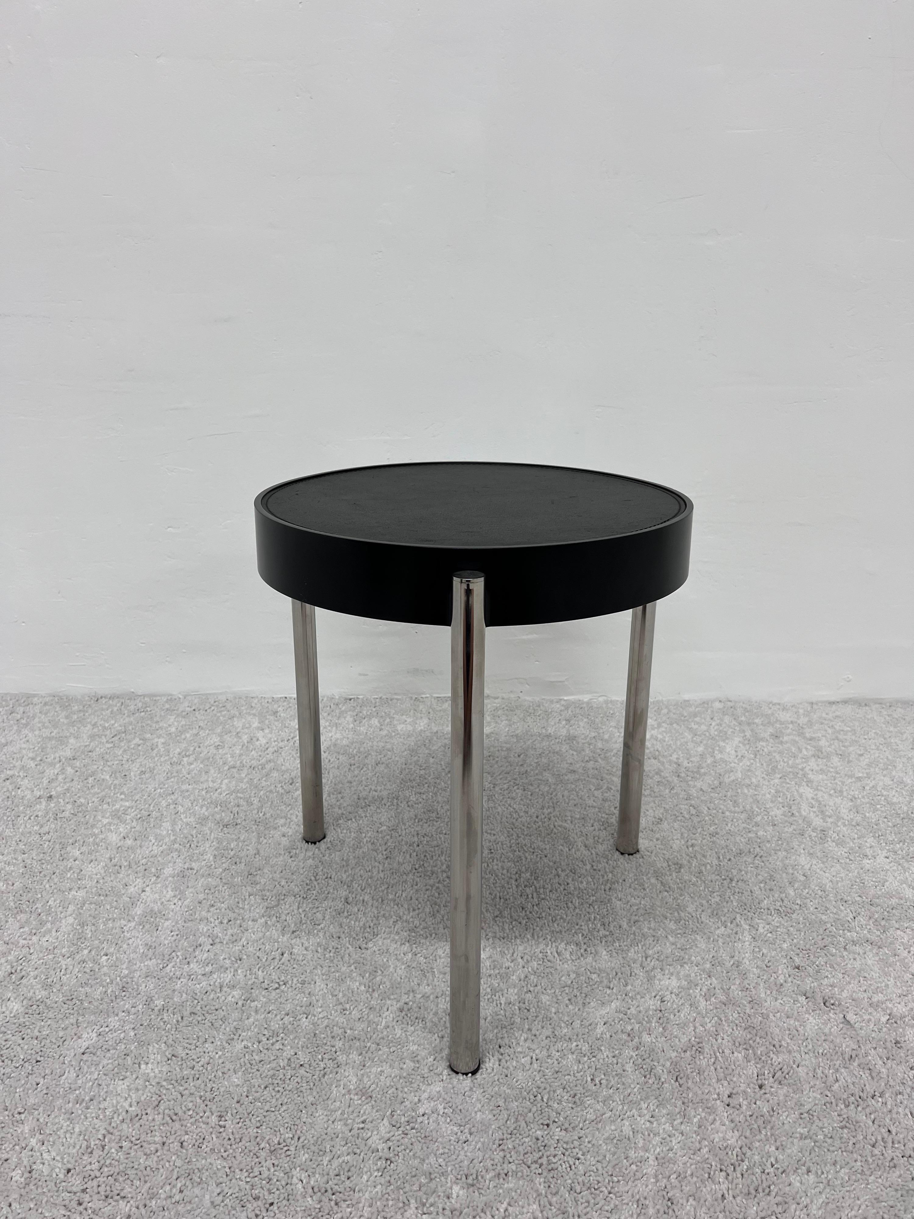 Modern Brighella Black Leather and Chrome Side Table for Zanotta, Historical Archive For Sale