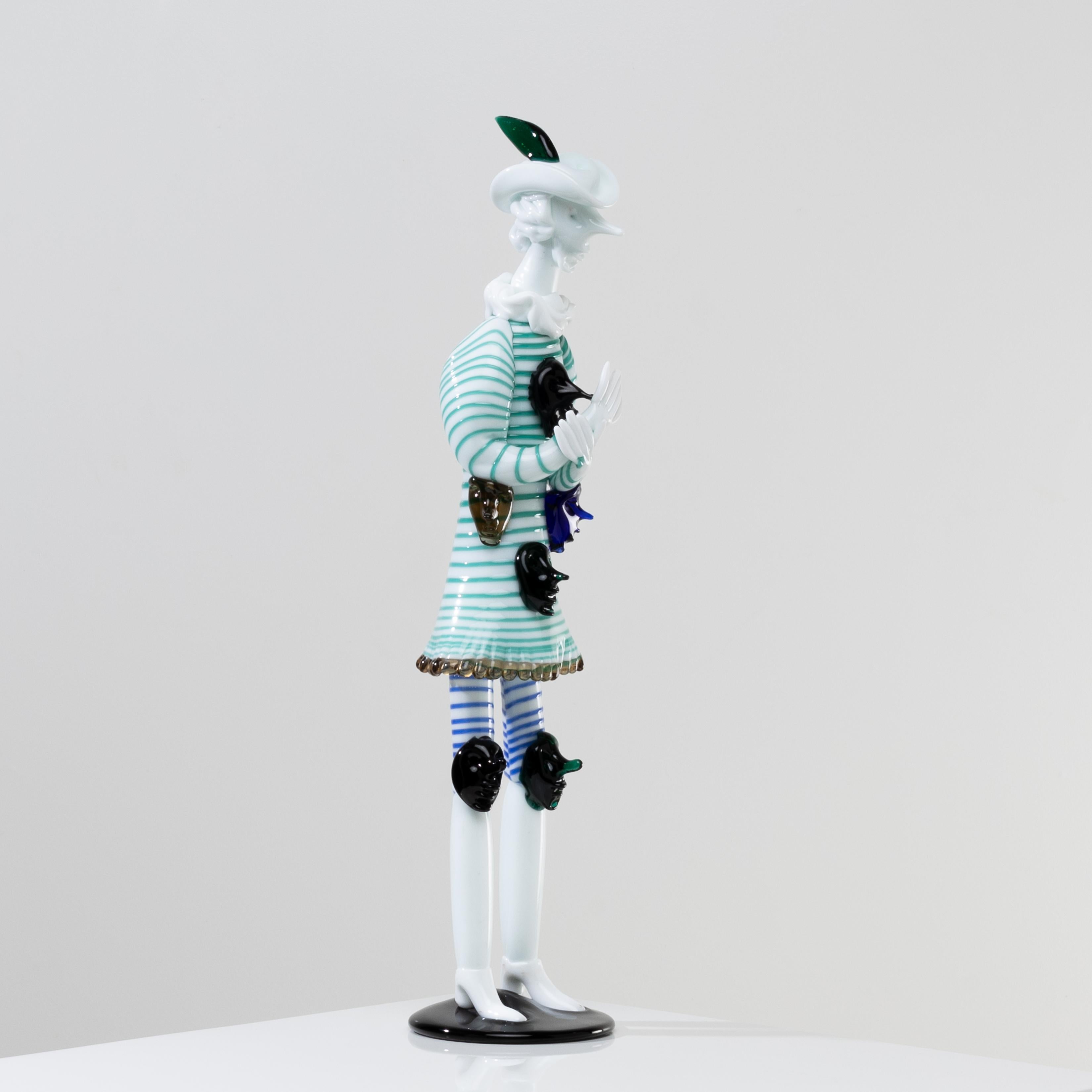 Brighella Estatuilla monumental de cristal de Murano de Fulvio Bianconi Italiano en venta