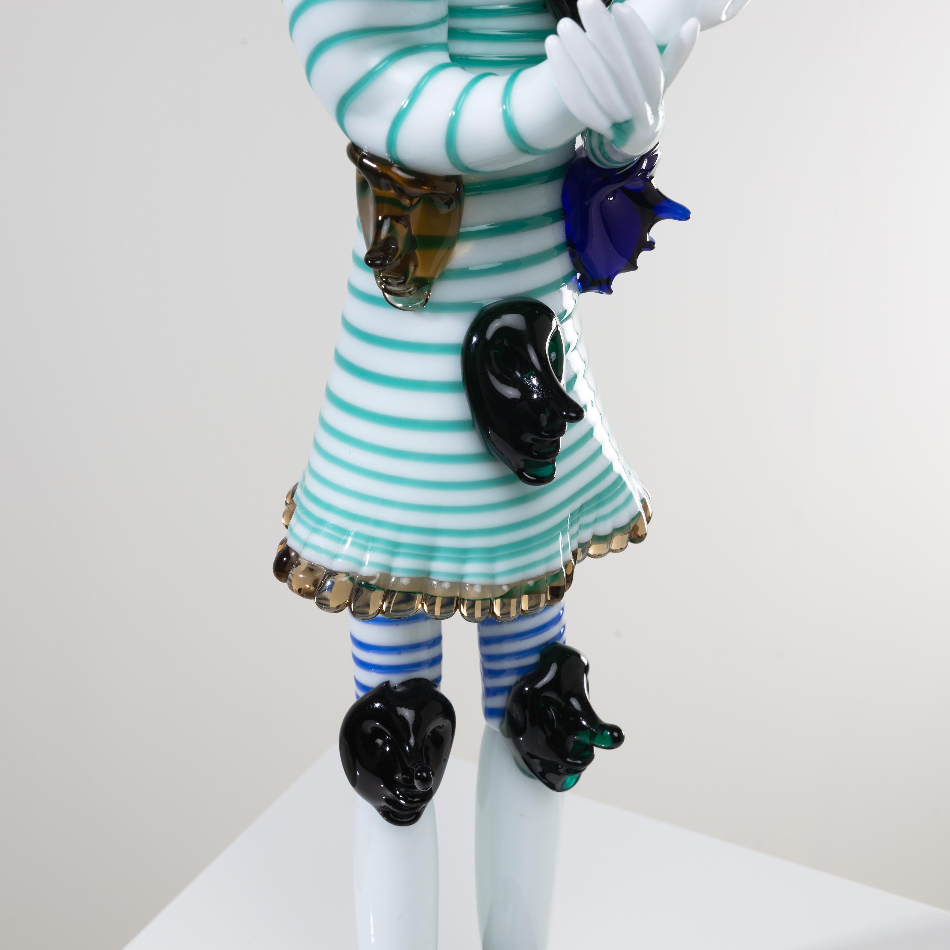 Brighella Estatuilla monumental de cristal de Murano de Fulvio Bianconi Vidrio artístico en venta