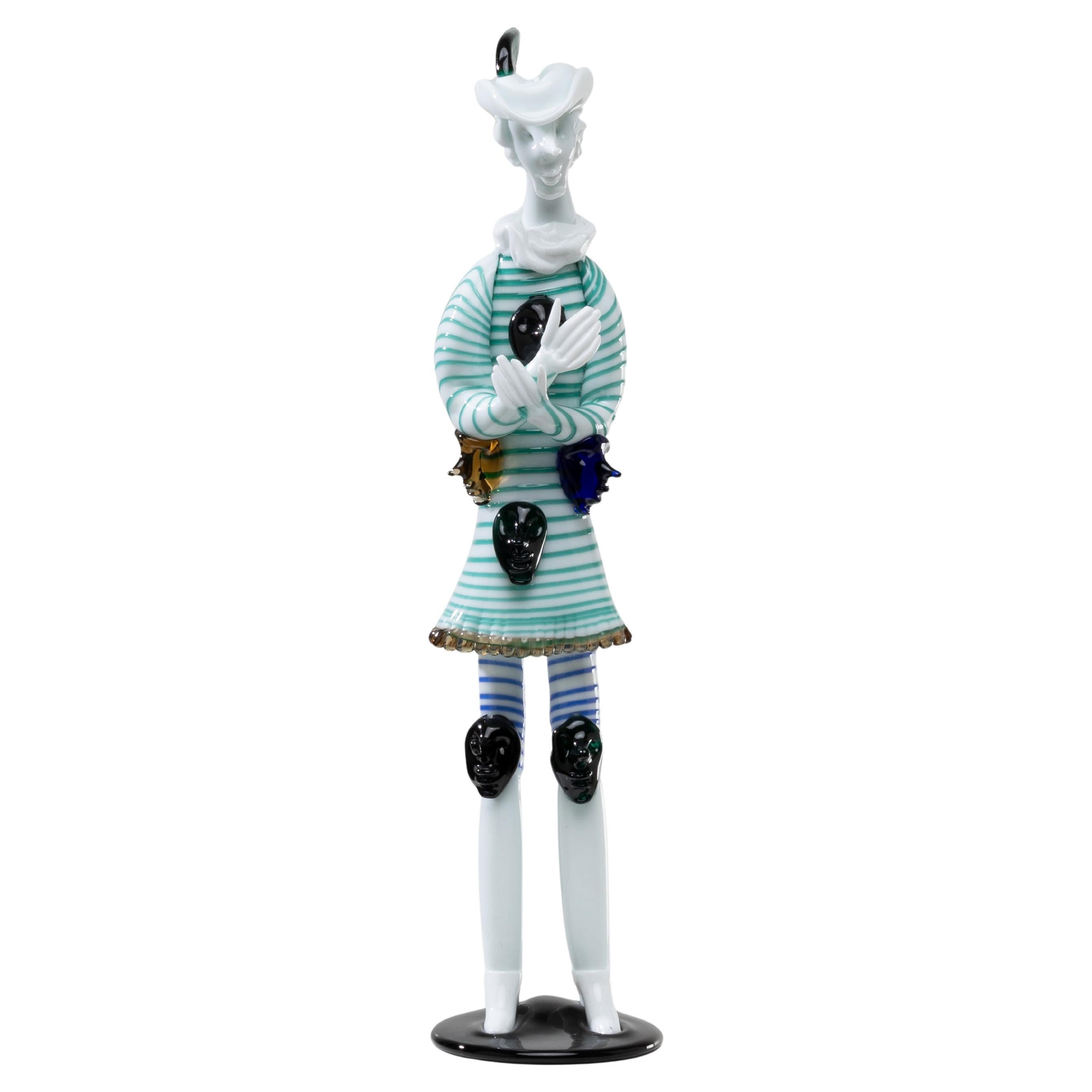 Brighella Estatuilla monumental de cristal de Murano de Fulvio Bianconi en venta