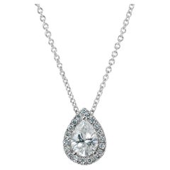 Bright 18K White Gold Pear Diamond Pendant w/ 1.17ct - GIA Certified