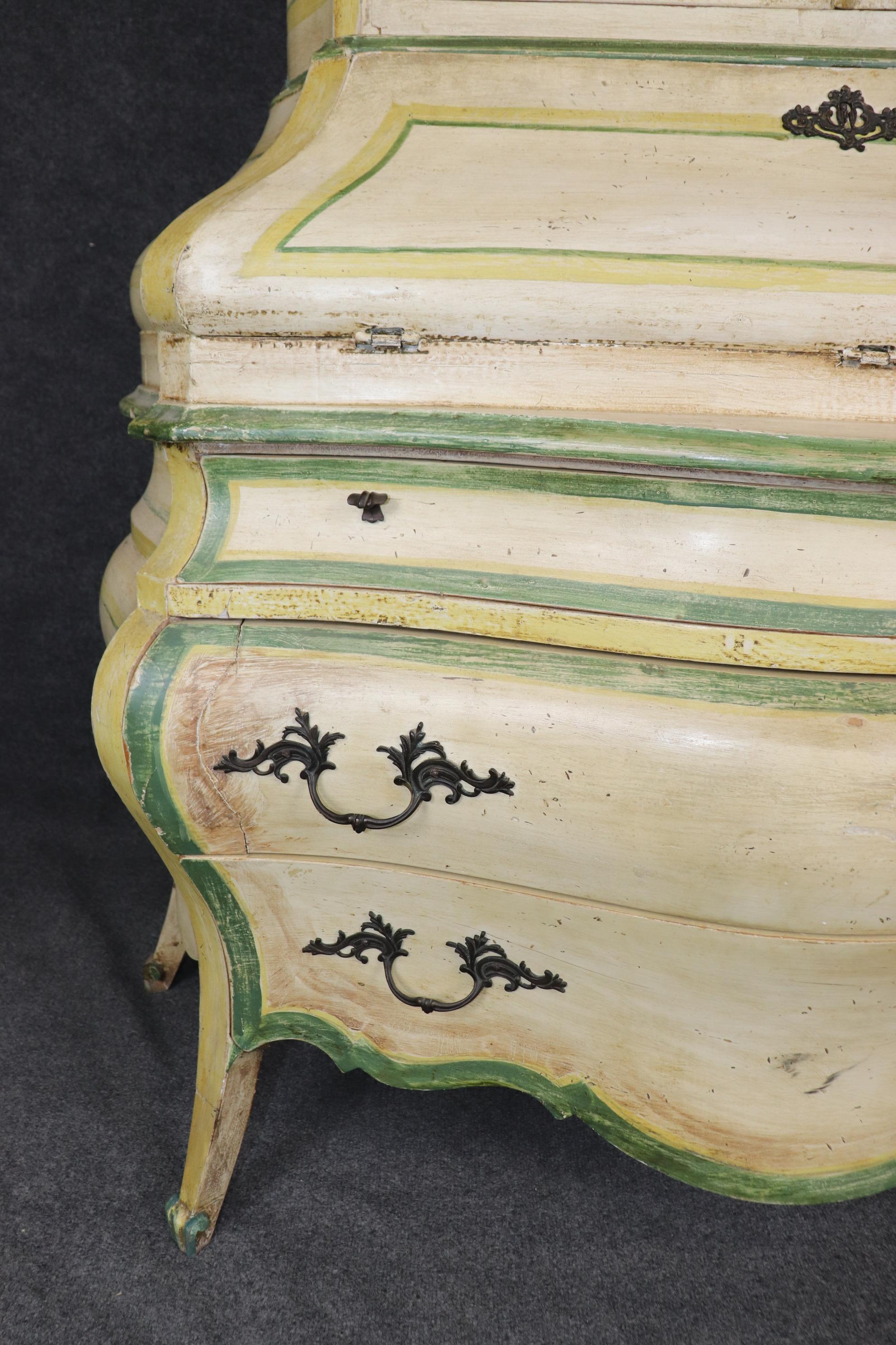 Bright and Beautiful Italian-Made Rococo Paint Decorated Secretary Desk For Sale 9