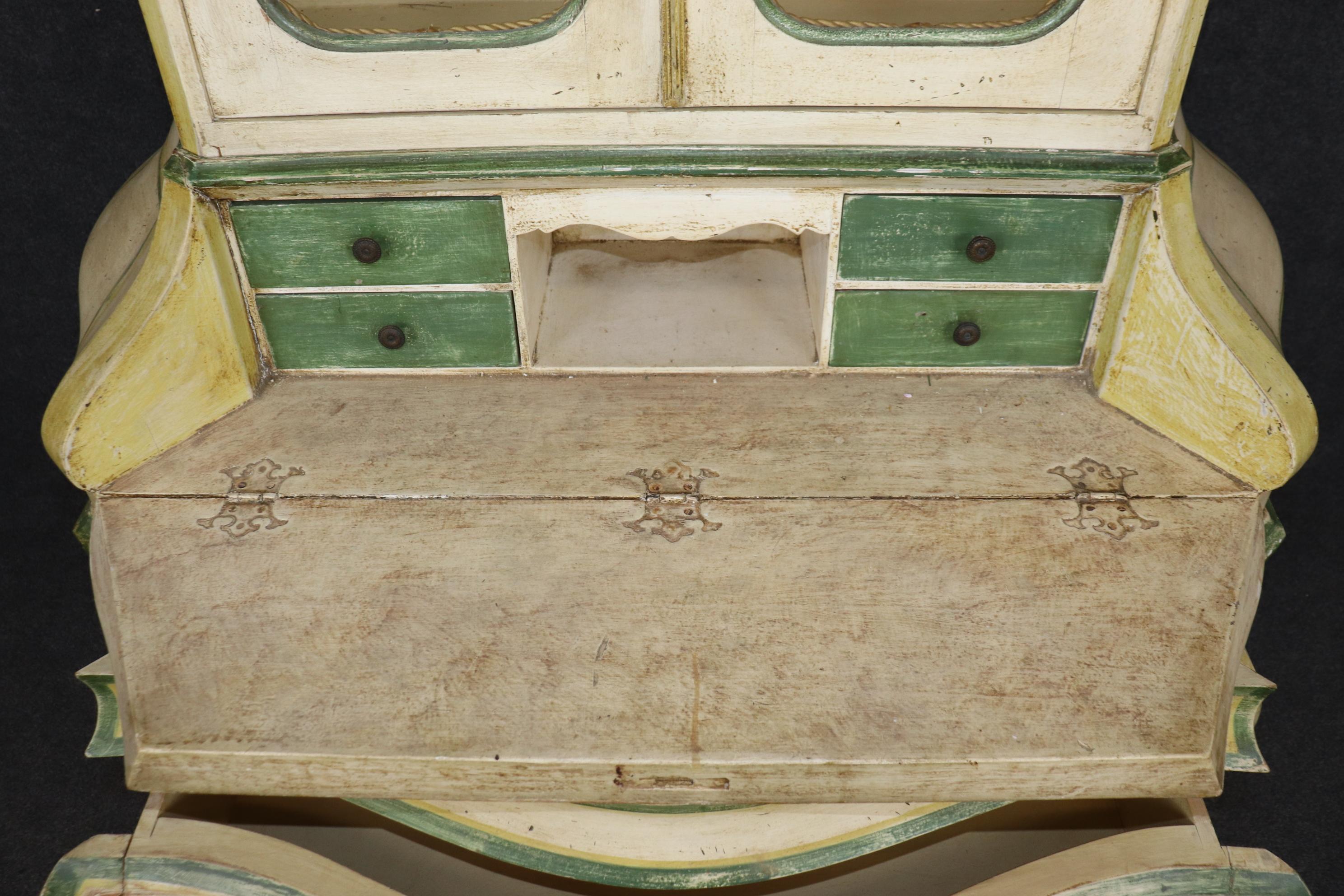 Rococo Revival Bright and Beautiful Italian-Made Rococo Paint Decorated Secretary Desk For Sale