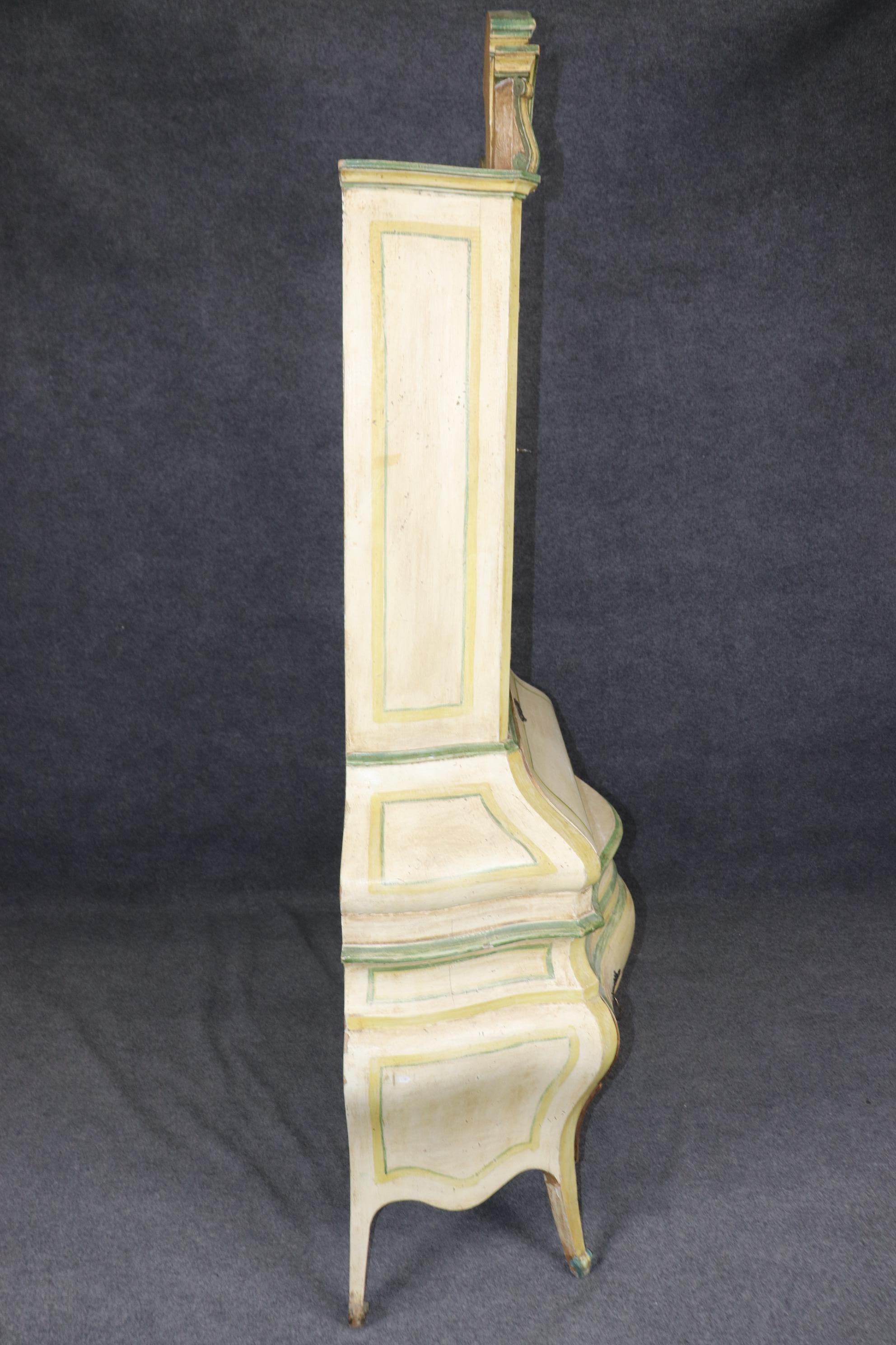 Mid-20th Century Bright and Beautiful Italian-Made Rococo Paint Decorated Secretary Desk For Sale