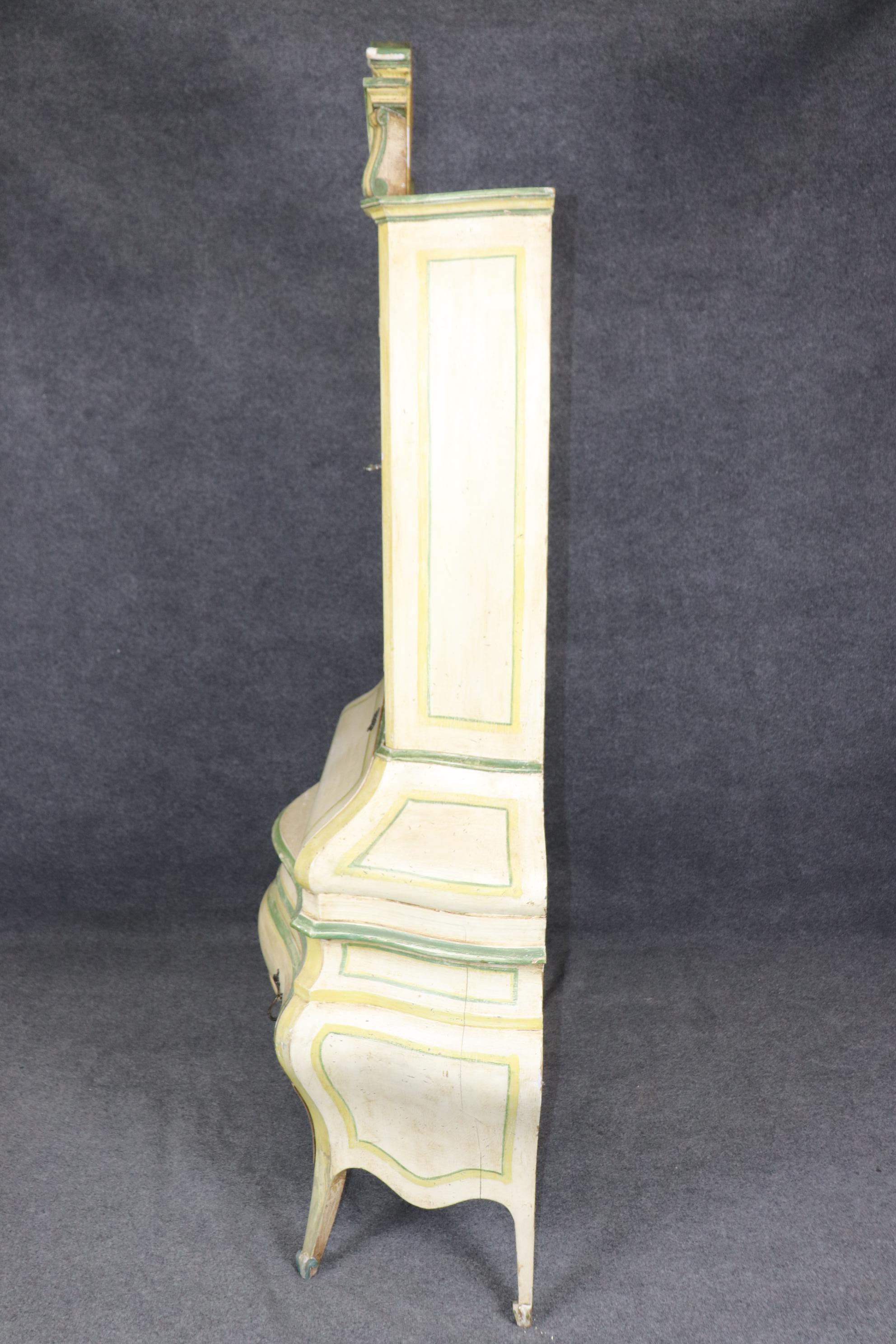 Bright and Beautiful Italian-Made Rococo Paint Decorated Secretary Desk For Sale 2