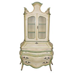 Bright and Beautiful Italian-Made Rococo Paint Decorated Secretary Desk