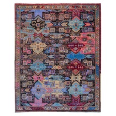 Bright and Bold Colorful Modern Kazak Carpet