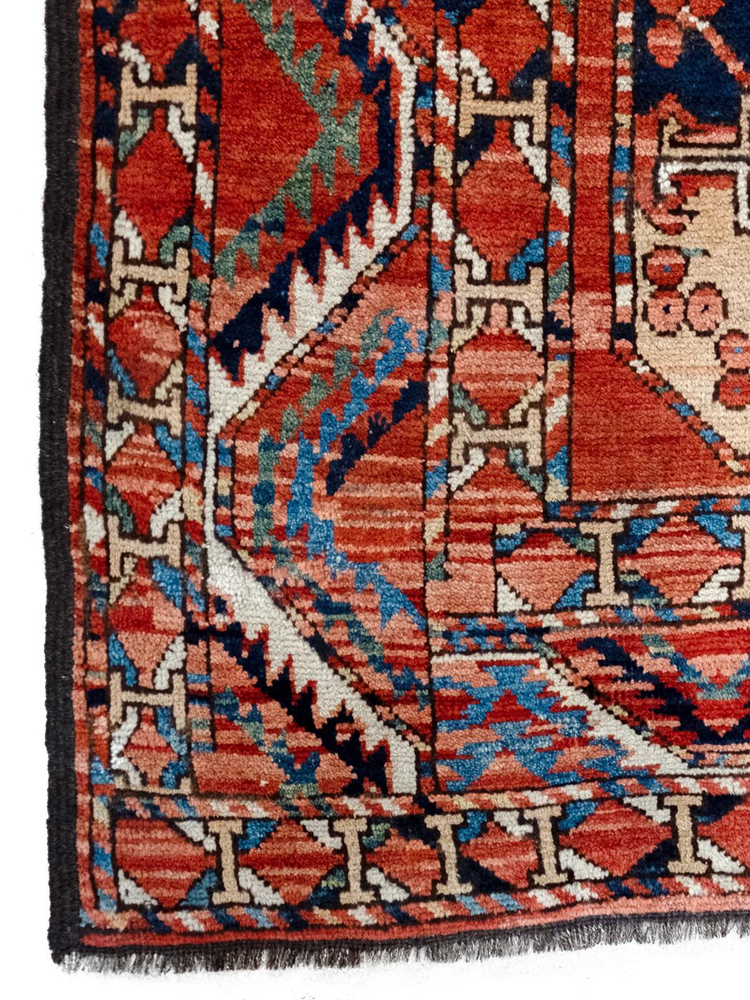 Tapis persan antique Ersari, noué à la main, aux couleurs vives et brillantes, en laine, 7' x 9' en vente 2