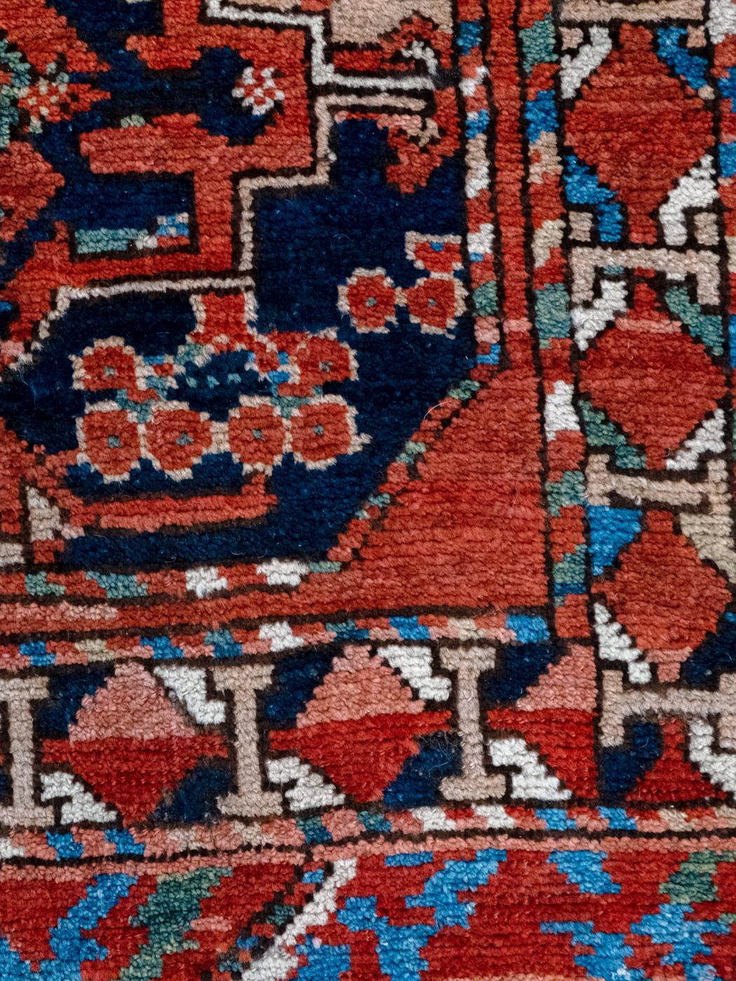 Tapis persan antique Ersari, noué à la main, aux couleurs vives et brillantes, en laine, 7' x 9' en vente 3