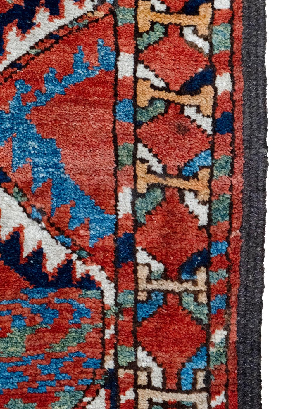 Laine Tapis persan antique Ersari, noué à la main, aux couleurs vives et brillantes, en laine, 7' x 9' en vente