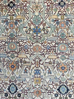 Transitional Heriz Serapi Wool Carpet, Red, Indigo, Cream, 8' x 10'