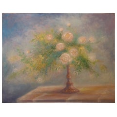 Peinture à l'huile sur toile « Vase with Roses », signée par Jean Fernand